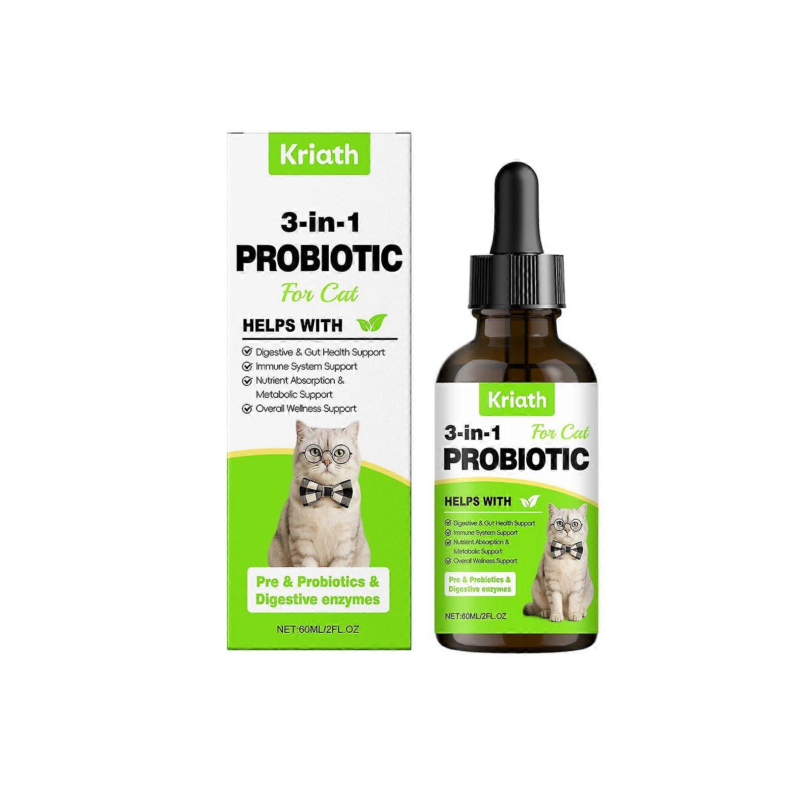 Kriath's Three-In-One Probiotic Drops For Cats Support Intestinal Balance, Comfort, Easy Absorption And Convenient Daily Supplementation