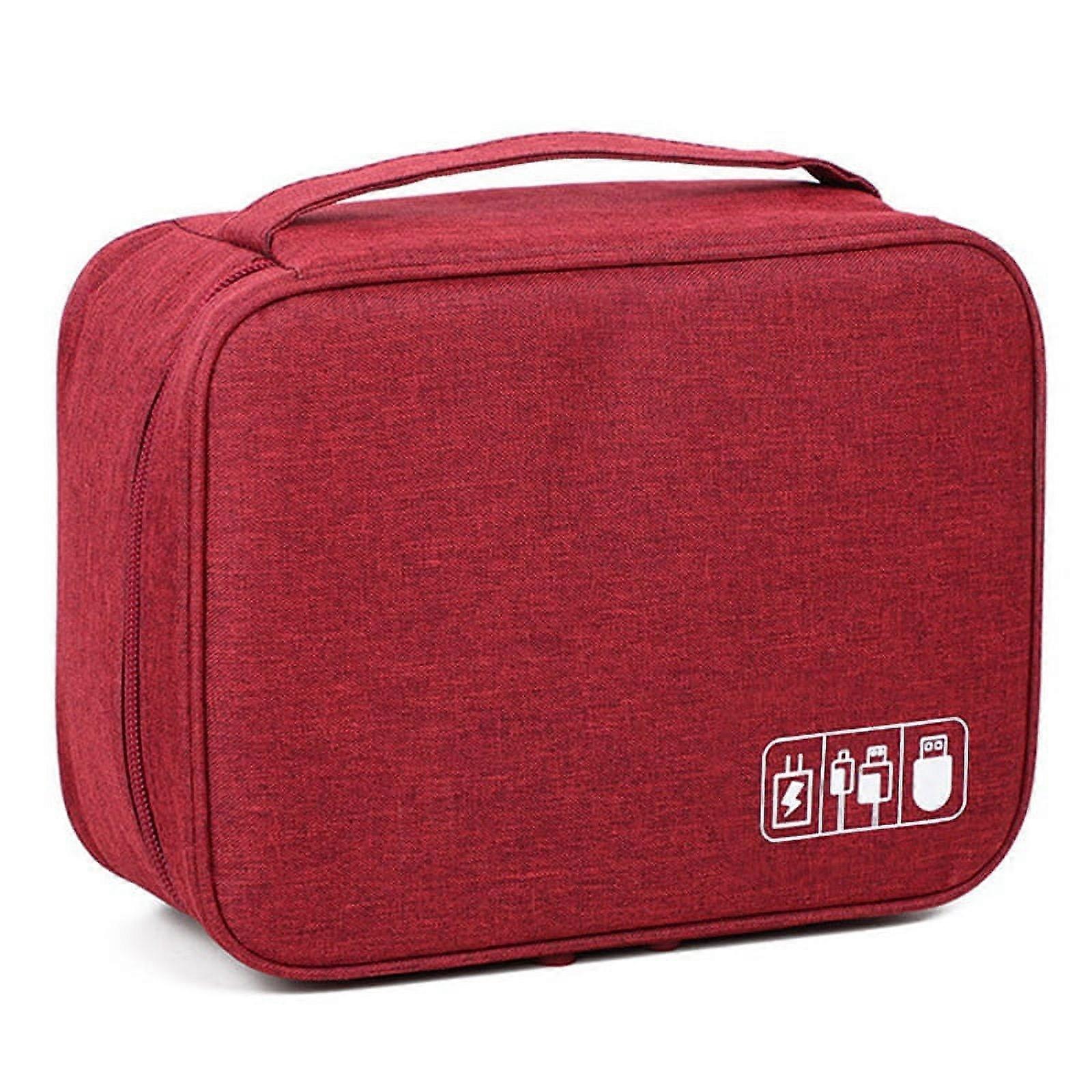 Digital Data Cable Storage Bag Portable Multi-Functional Electronic Accessories Storage Bag,Red