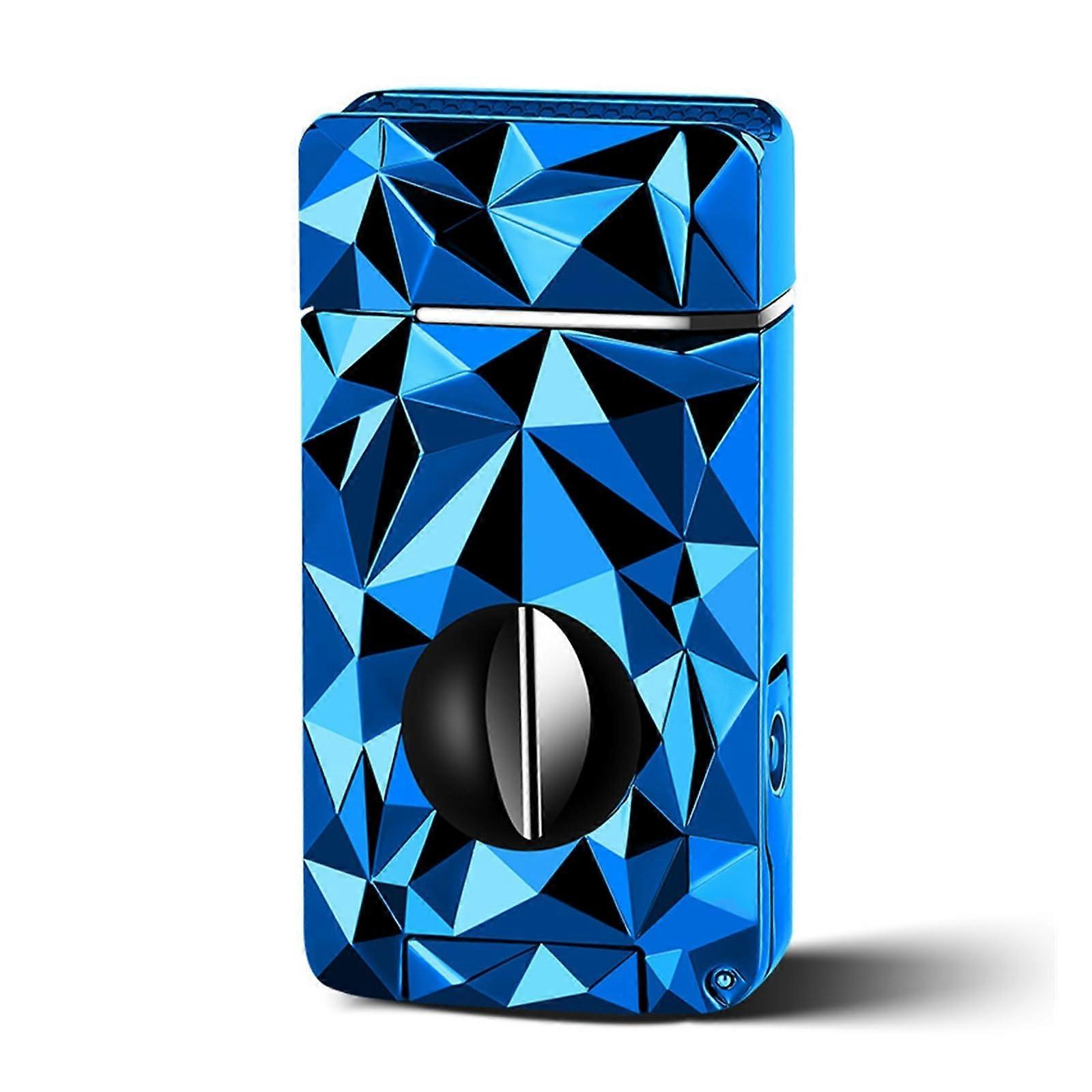Windproof Butane Jet Flame Lighter  Triple Jet Flame, Adjustable Refillable, With Fuel Window, Blue Butane Not Included