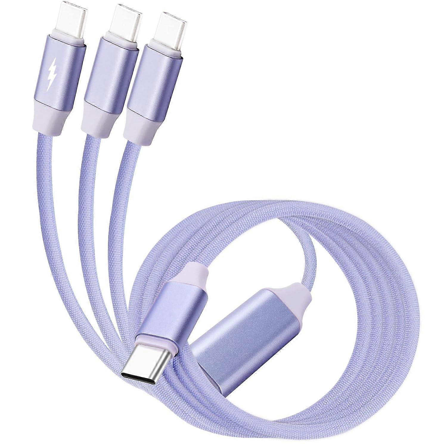 6A USB C to USB C Cable Splitter Fast Charging Cord 66W Type C Male 1 to 3 Male Multi Quick Charger Data Wire for Laptop/Tablet/Phone-1.5M/4.9FT