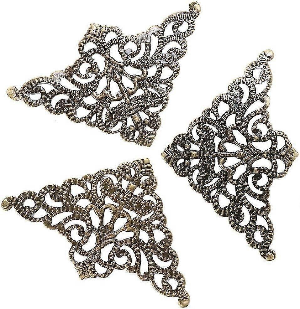 50 قطعة بوك كورنرز كورنرز حماية حافة معدنية حماية معدنية ، 7.6 × 5.6cm (نحاس عتيق)