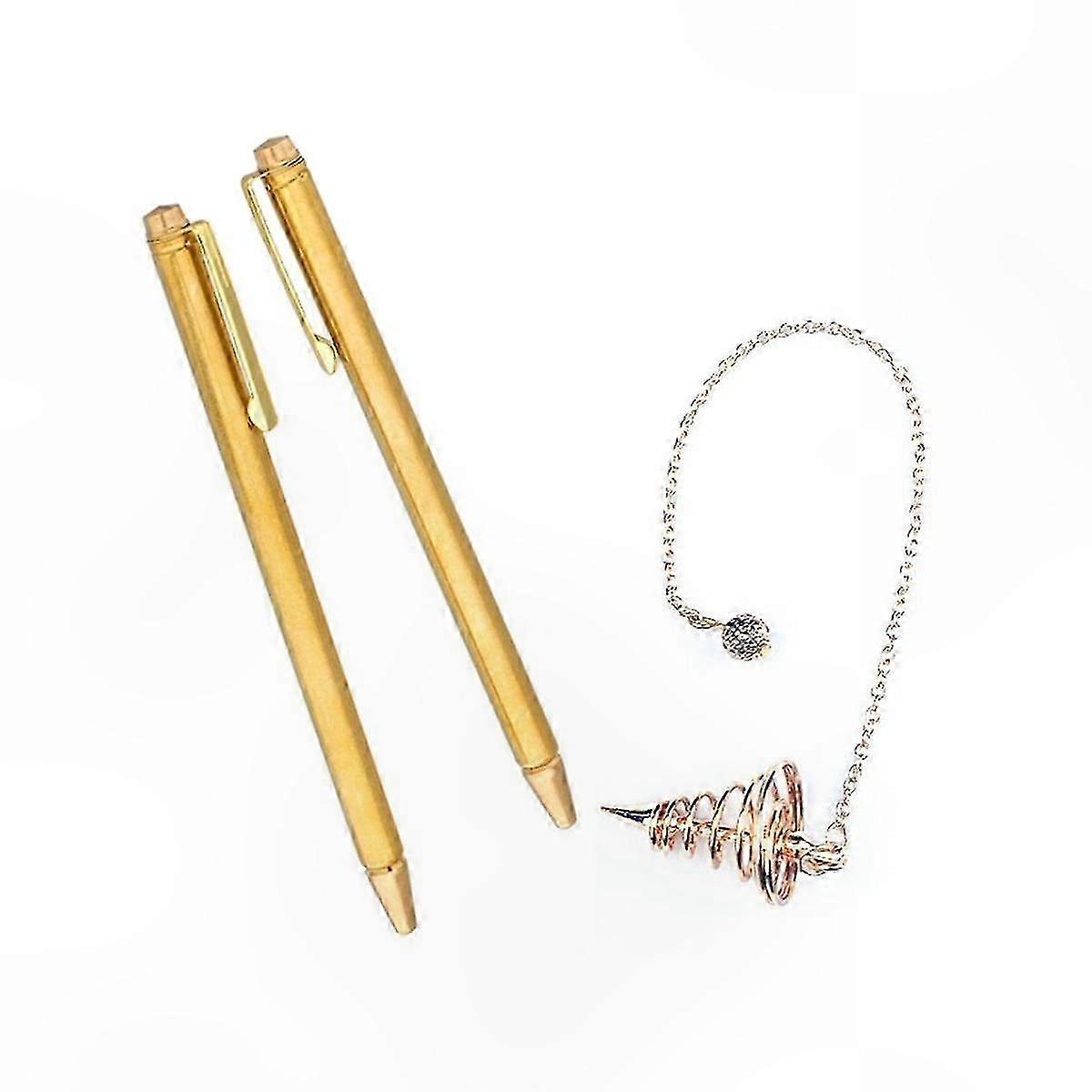 3-Piece Copper Divining Rods & Dowsing Pendulum, Retractable Paranormal Dowsing Tools