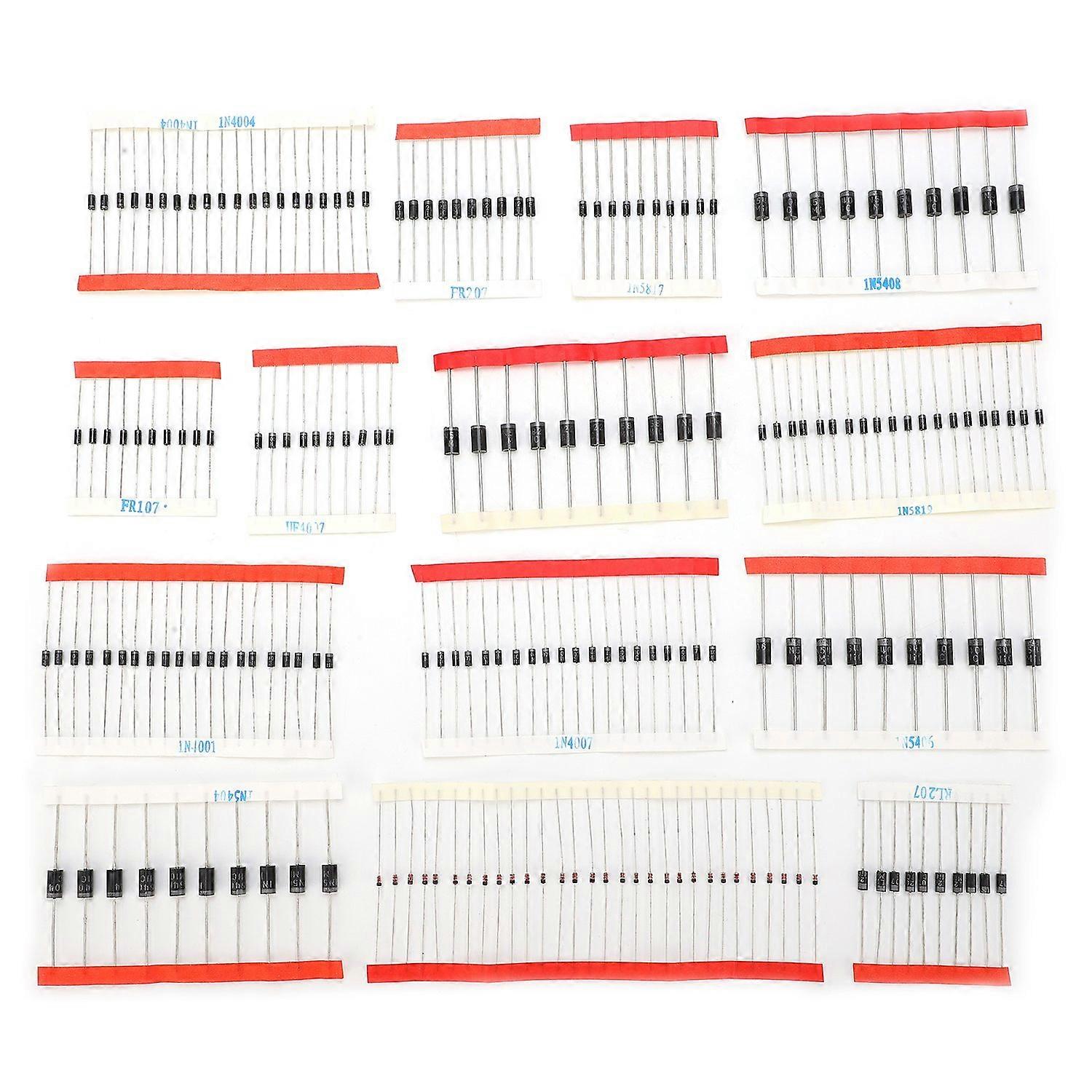 200Pcs Diode Assorted Kit 14 Kinds Electronic Components Package Silver Alloy Industrial Supply