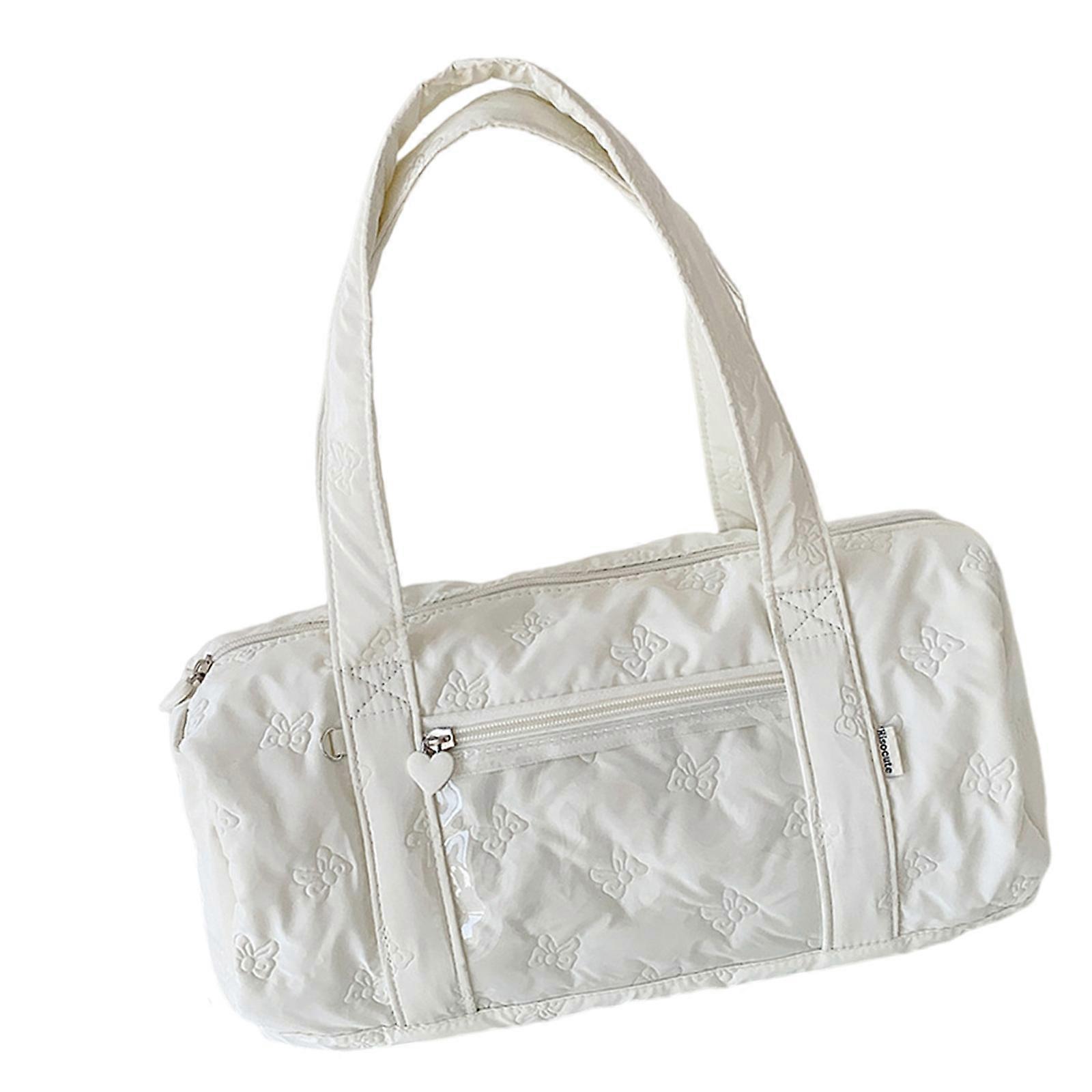 Cream Color Cotton Hand Bag For Women Strong With Multiple Compartments For Daily Use  White
