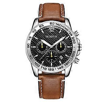 OCHSTIN 6117 Modeuhr Freizeit Leder Outdoor Sport Wasserdichte Uhr (Schwarz)