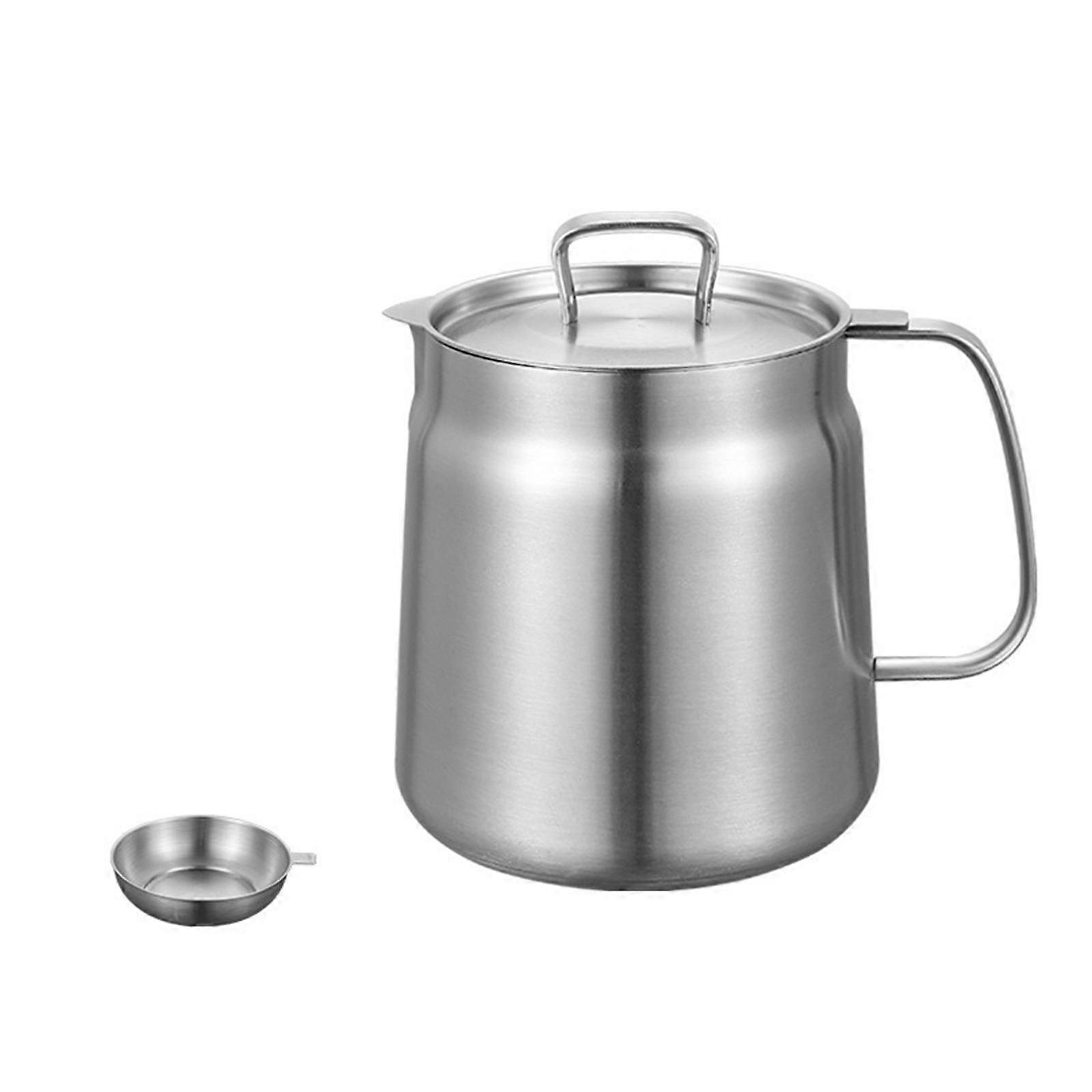 Durable 304 Nonrust Steel Oil Filtration System Efficient Oil Storage Container With Handle Oil Saving Kitchen Tool Multicolor