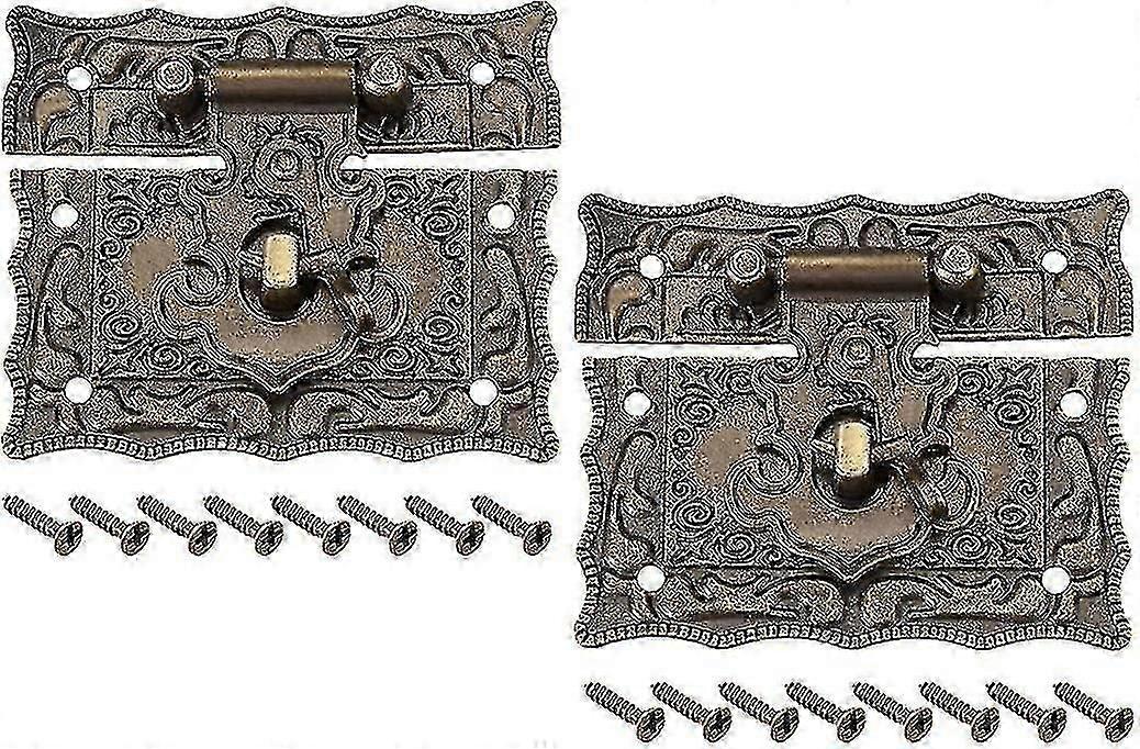 2 مجموعات صندوق خشبي صندوق مستطيل قفل غلق بمشبك قفل 68 × 58 مم هدية