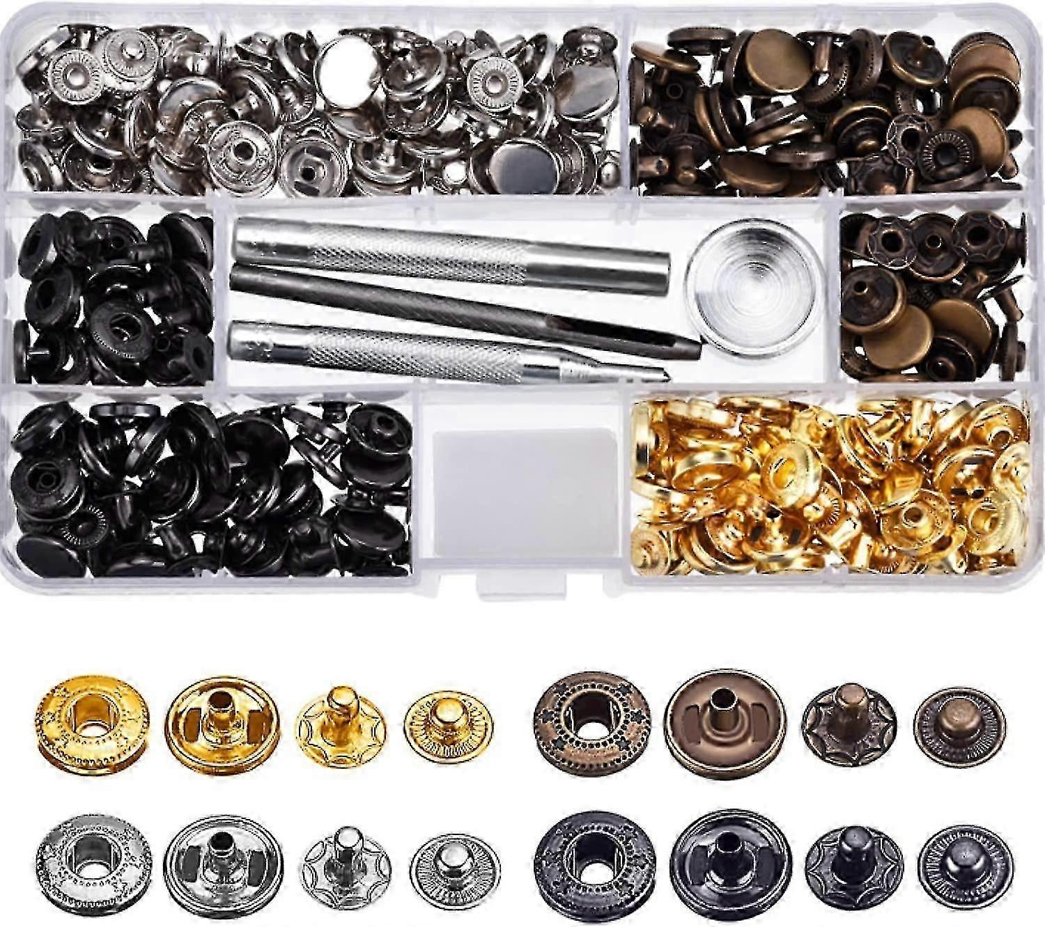 80 Set Snap Fasteners Snaps Button Press Studs With 4 Pieces Fixing Tools, 12.5 Gift