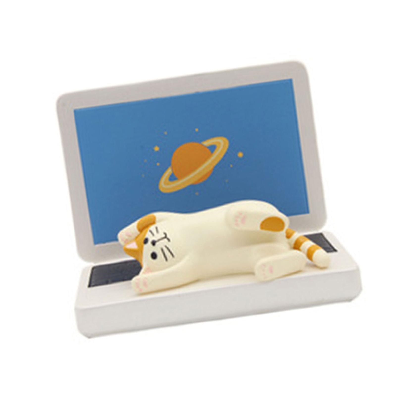 Cartoon Toast Bread Cats Phone Holder for Desktop Resins Ornament Cellphone Stand Mobile Device Rack Desk Accessories Multicolor