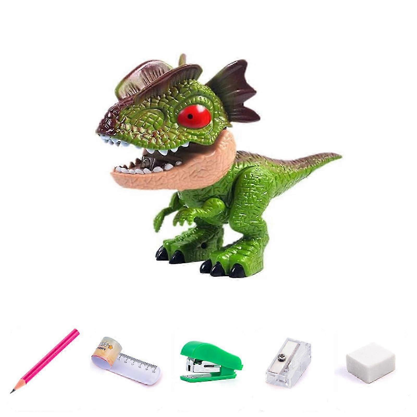 Ruhiku Gw Dinosaur Pencil Sharpener for Kids 5 in 1 Dinosaur Stationery Set Dinosaur Model Toys with Pencil Sharpener and Eraser