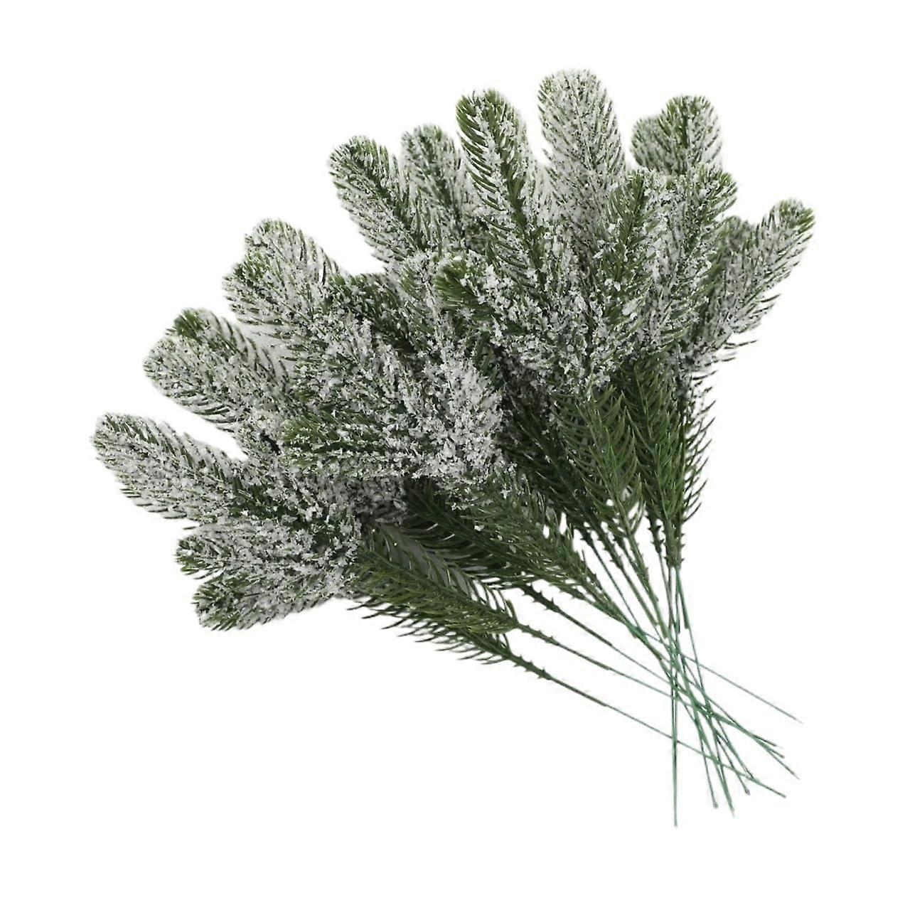 Artificial Pine Needle Branches with Snow Frosted Finish for Christmas Wreaths Garlands, 5PCS (Style C)