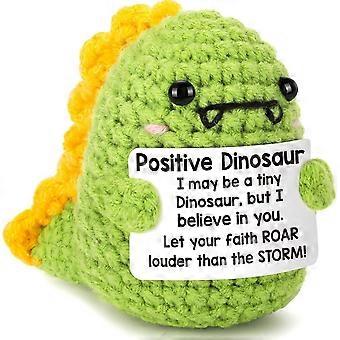 Handmade Crochet Dinosaur Plush - Mini Motivational Encouragement Gift,  for Women Men Friends Colleagues Family, Birthday Christmas White Elephant Cr