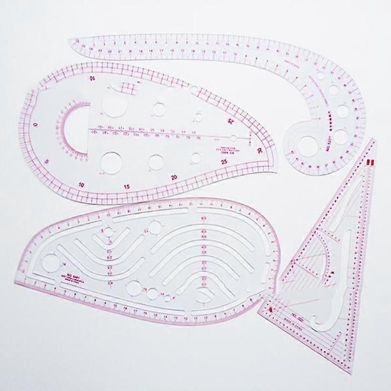 4Pcs/Set Fashion Sewing Ruler Metric Ruler Curve Pattern Classification Painted Icon Ruler Measurement Template