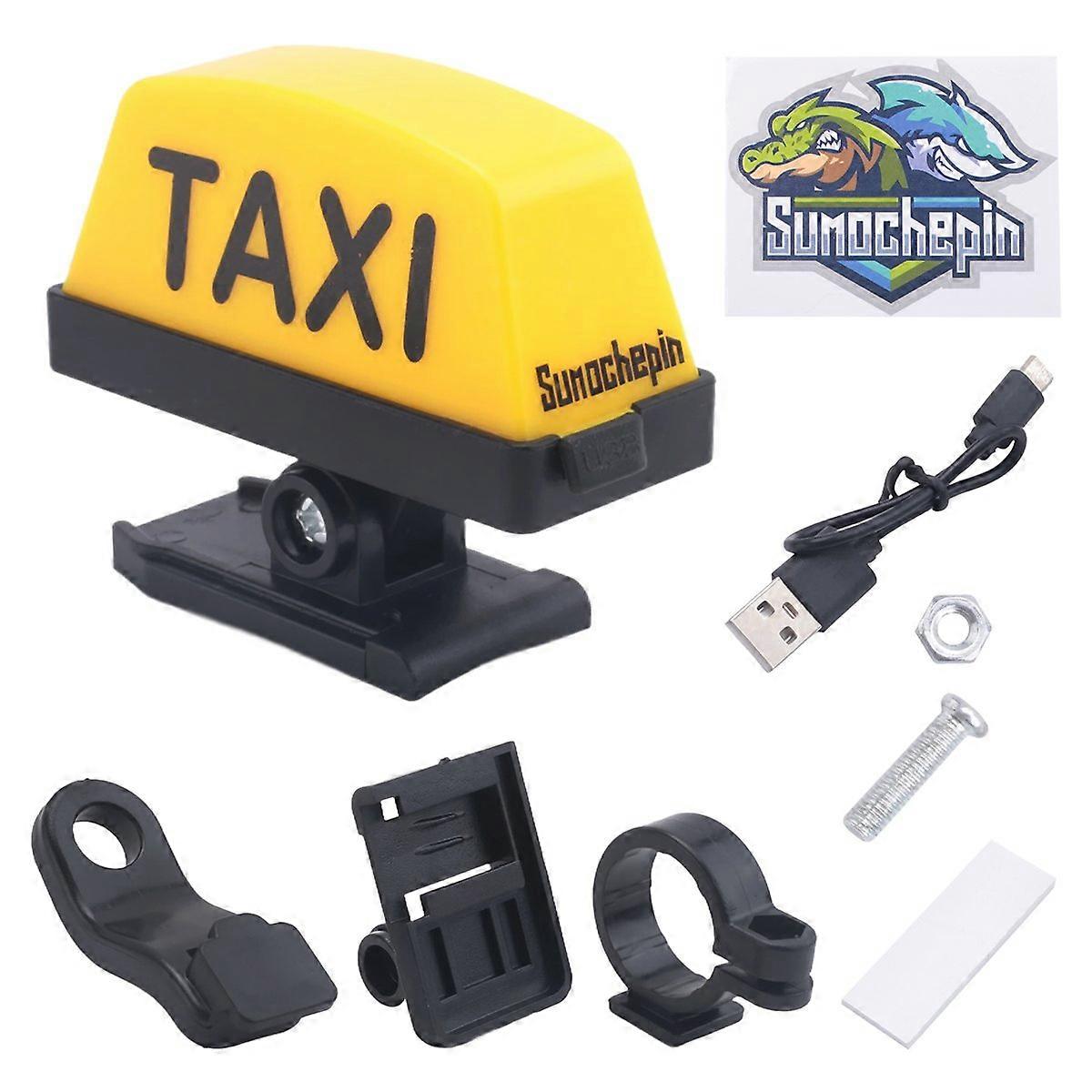 Motorcycle Helmet USB LED TAXI Sign Light Indicator with 3 Bracket