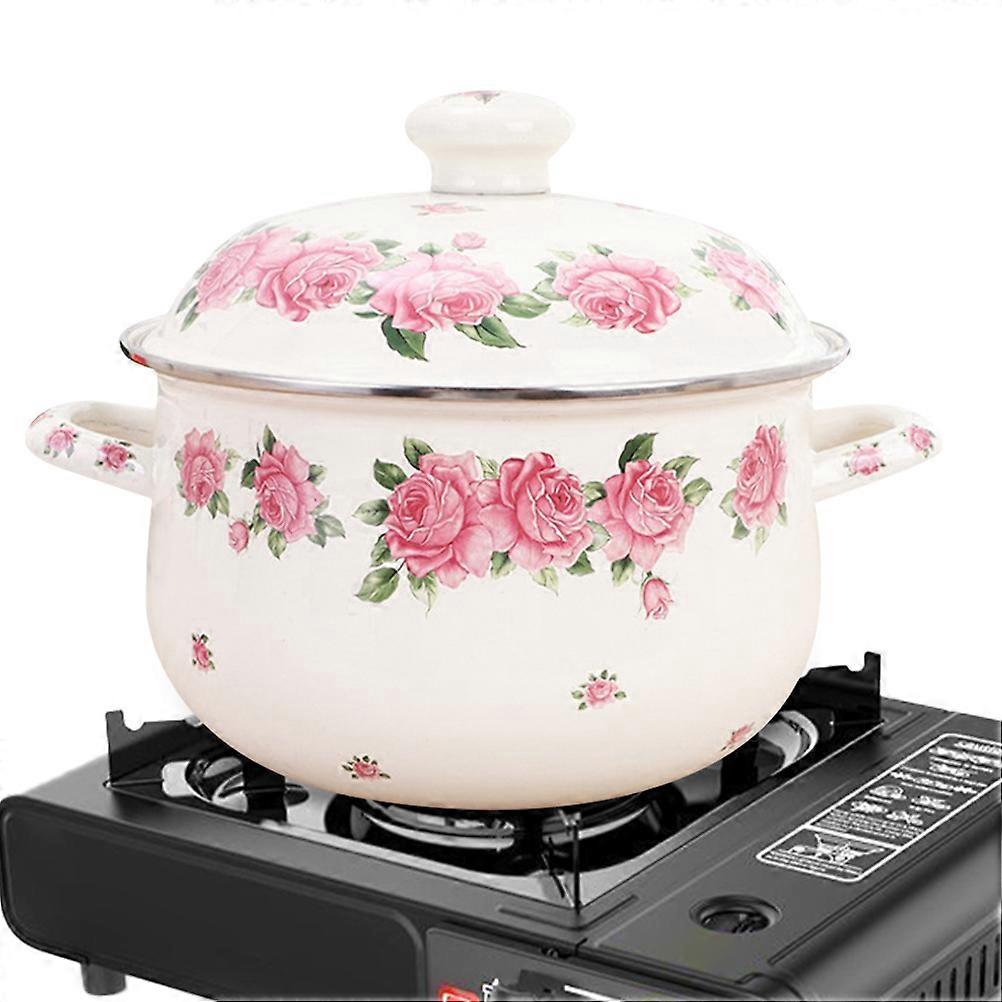 Enamel Stew Pot Practical Cooking Pot Household Soup Pot Flat Bottom Stock Pot