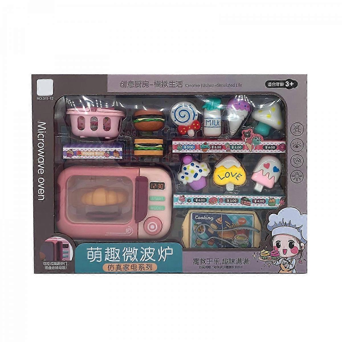 Girls Simulation Appliance Lifelike Electronic Microwave Kitchen Portable Kit