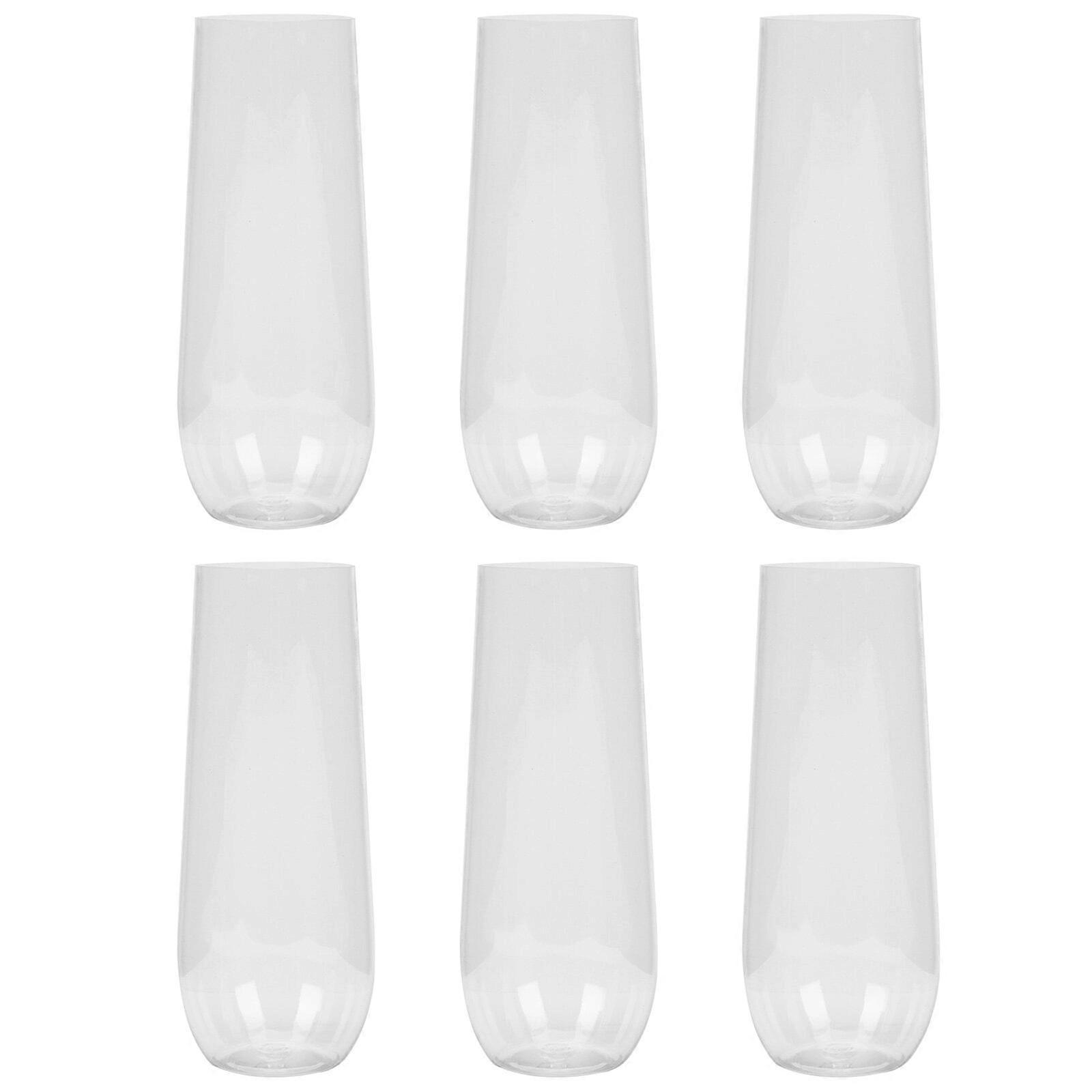 Stemless Plastic Champagne Flutes 6Pcs 9oz Unbreakable Glasses for Weddings