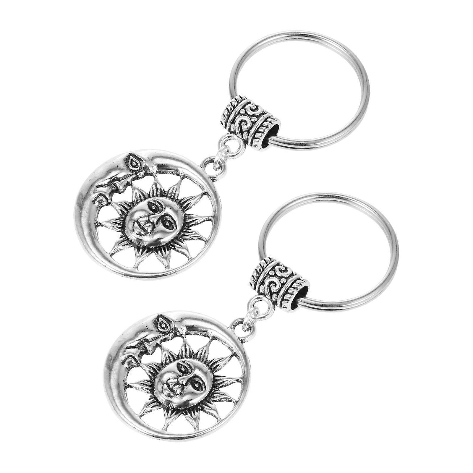 Sun Moon Keychains Alloy Key Rings for Decoration 6Pcs Set