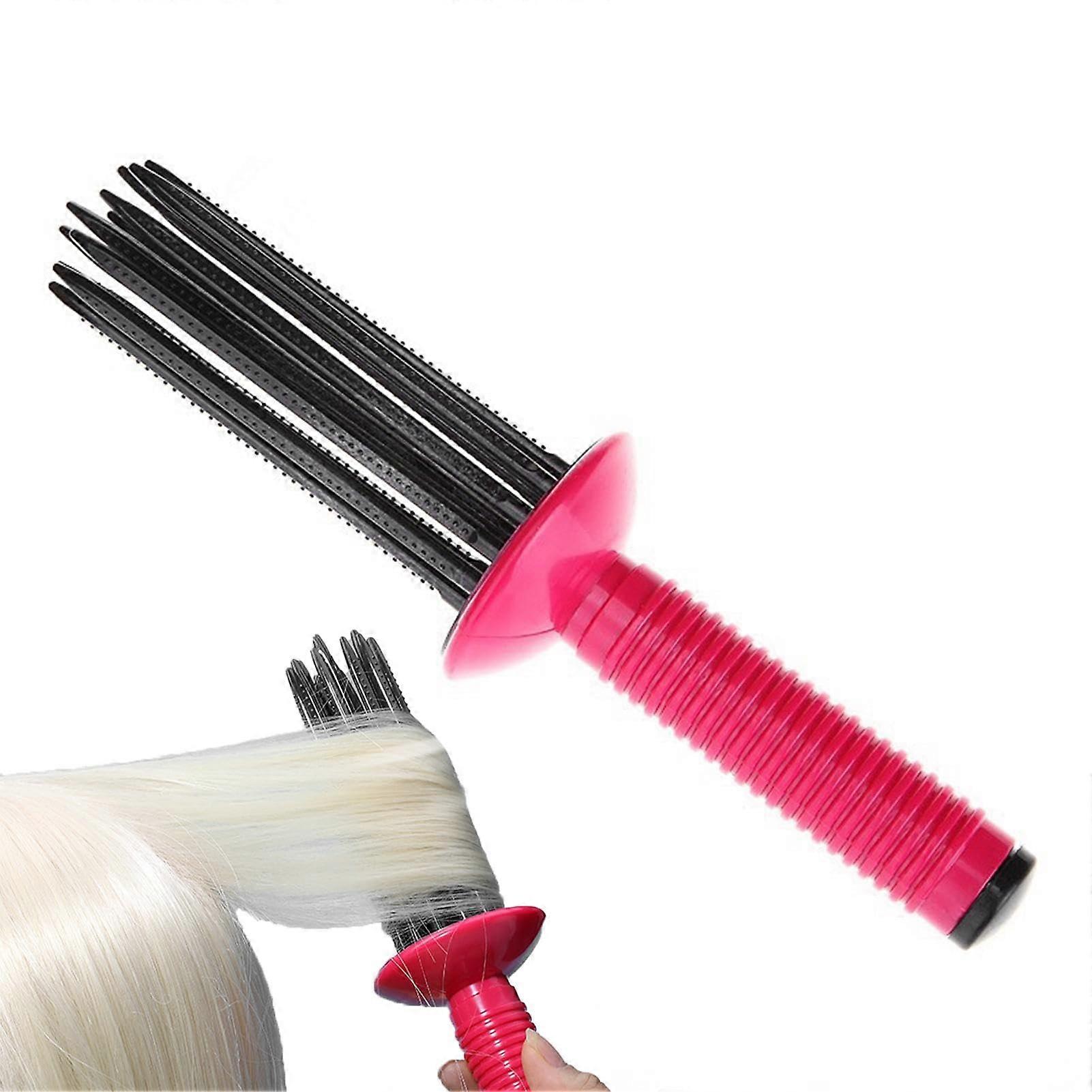 Hair Styling Comb with Heatless Curling Roller for Volumizing Root Lift, TravelFriendly Red