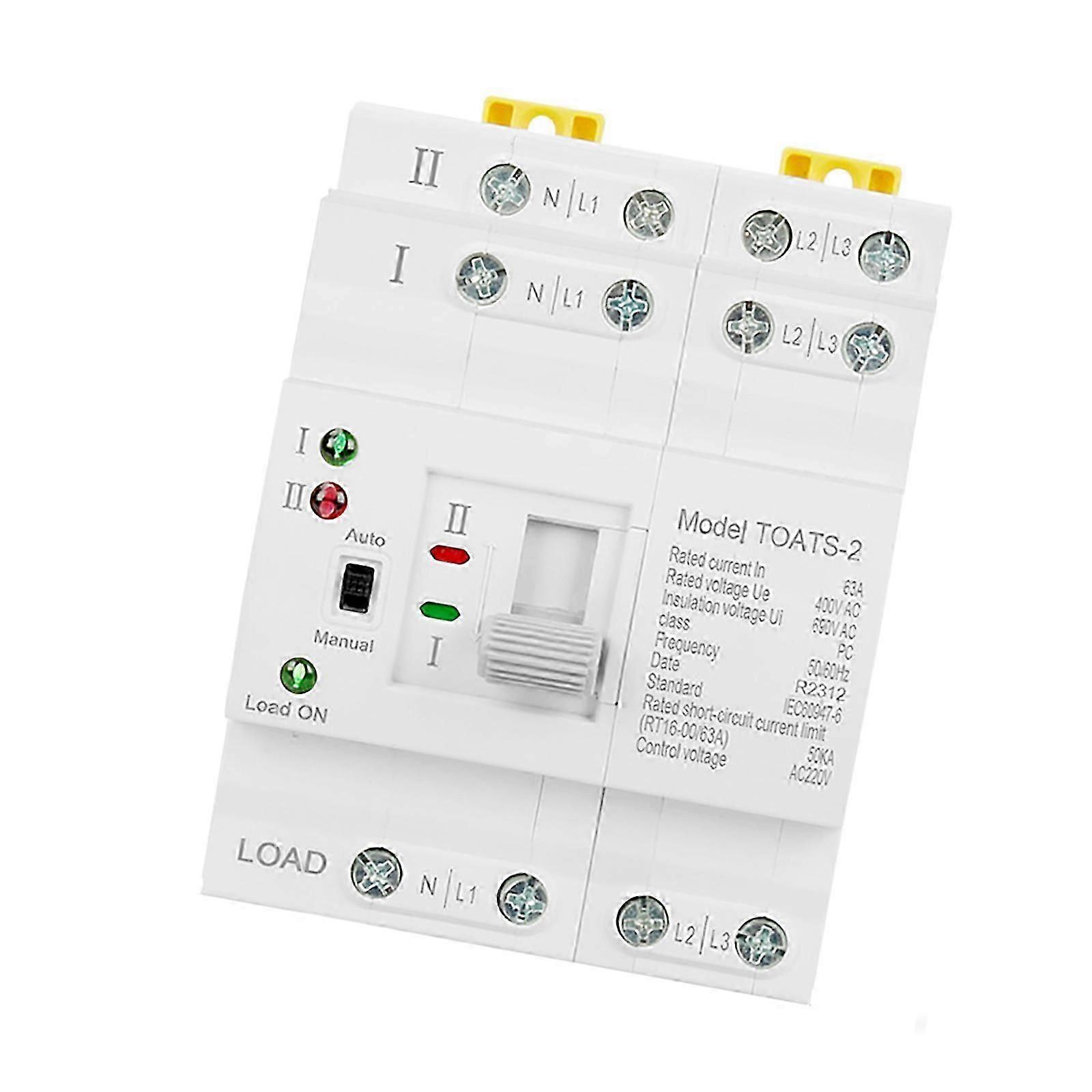 Din Rail Double Power Automatic Transfer Switches Rusts Proof Terminals Switches Electrical Selector for Household Use Multicolor