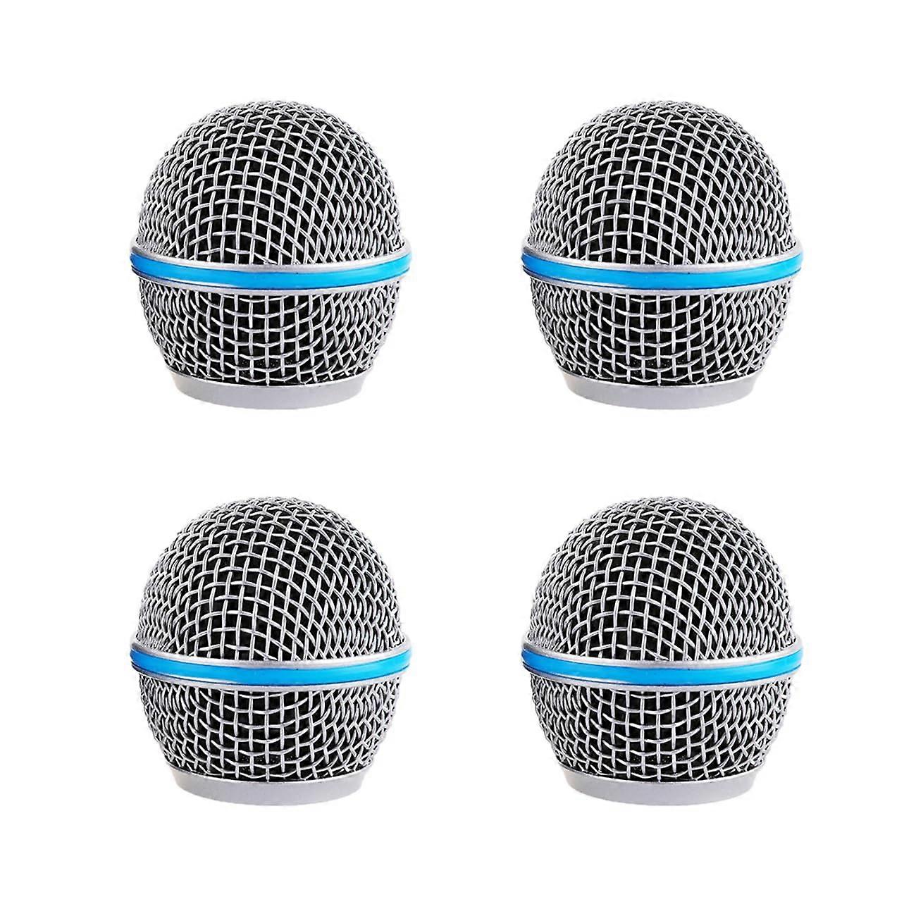 Microphone Grille Replacement for Shure Beta 58A, Steel Mesh with Noise Reduction Foam, 4 Pack Silver