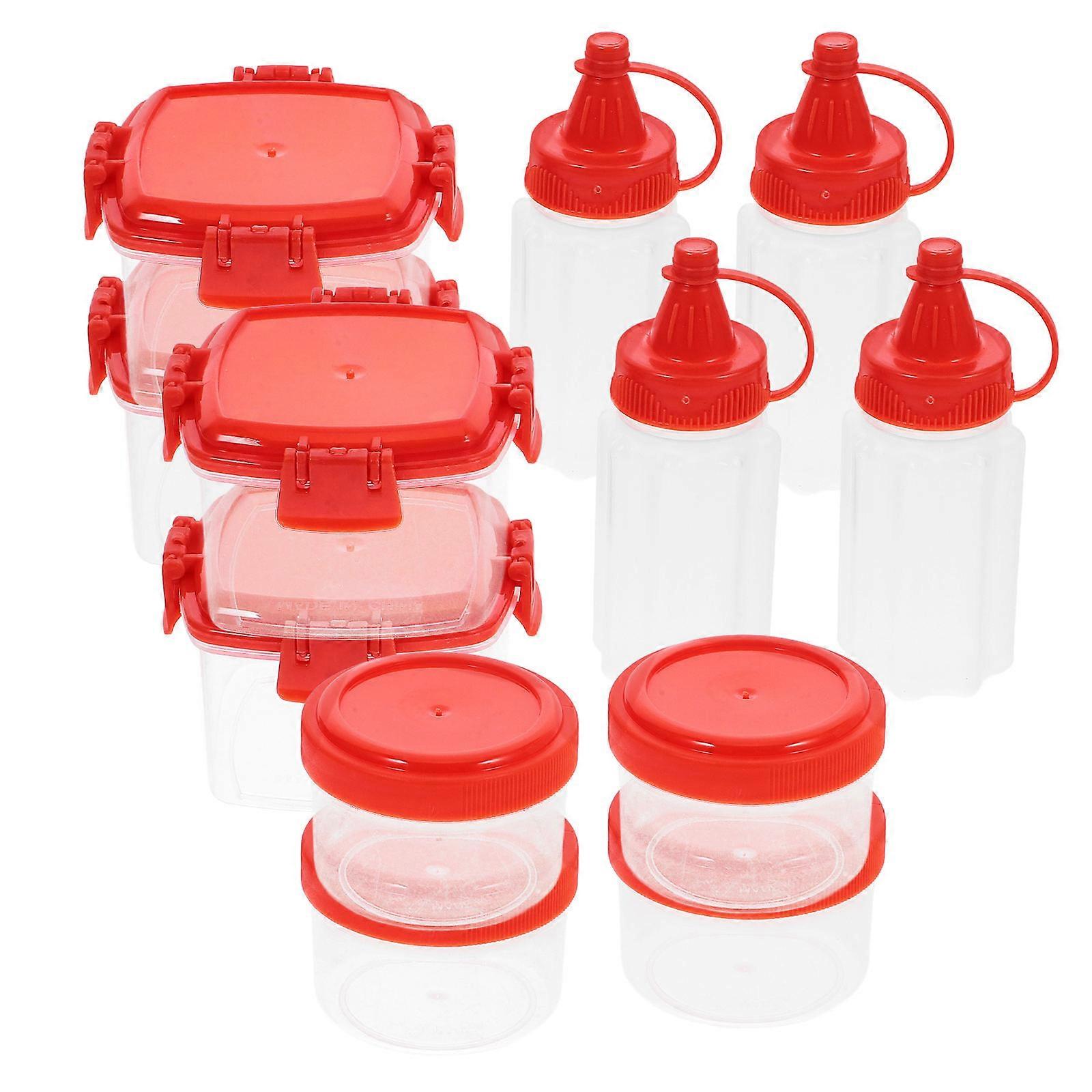 12Pcs Red Sauce Squeeze Bottle and Box Kit for Storage