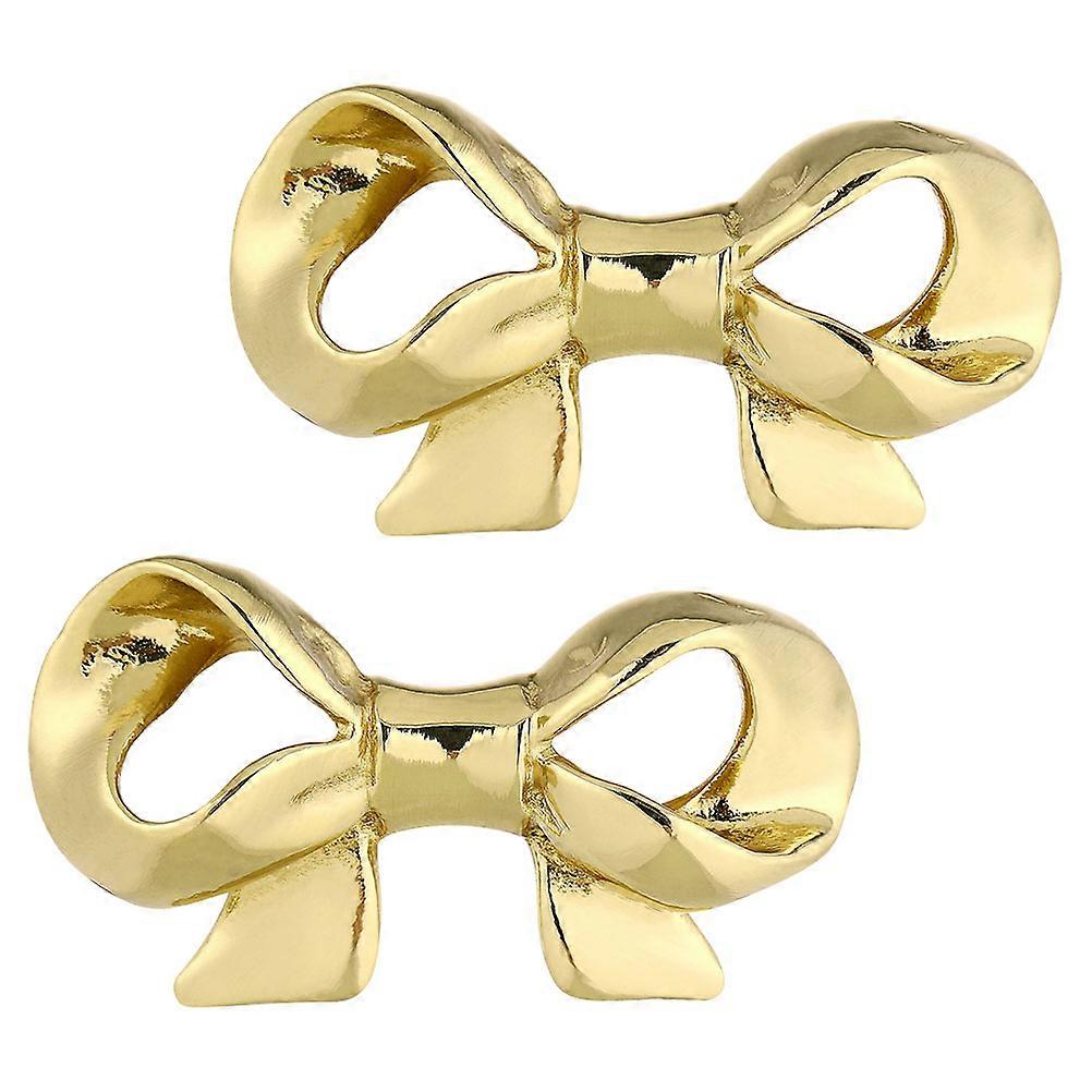 Gold Bow Drawer Pulls Bowknot Shaped Brass Handles 2Pcs for Cabinets
