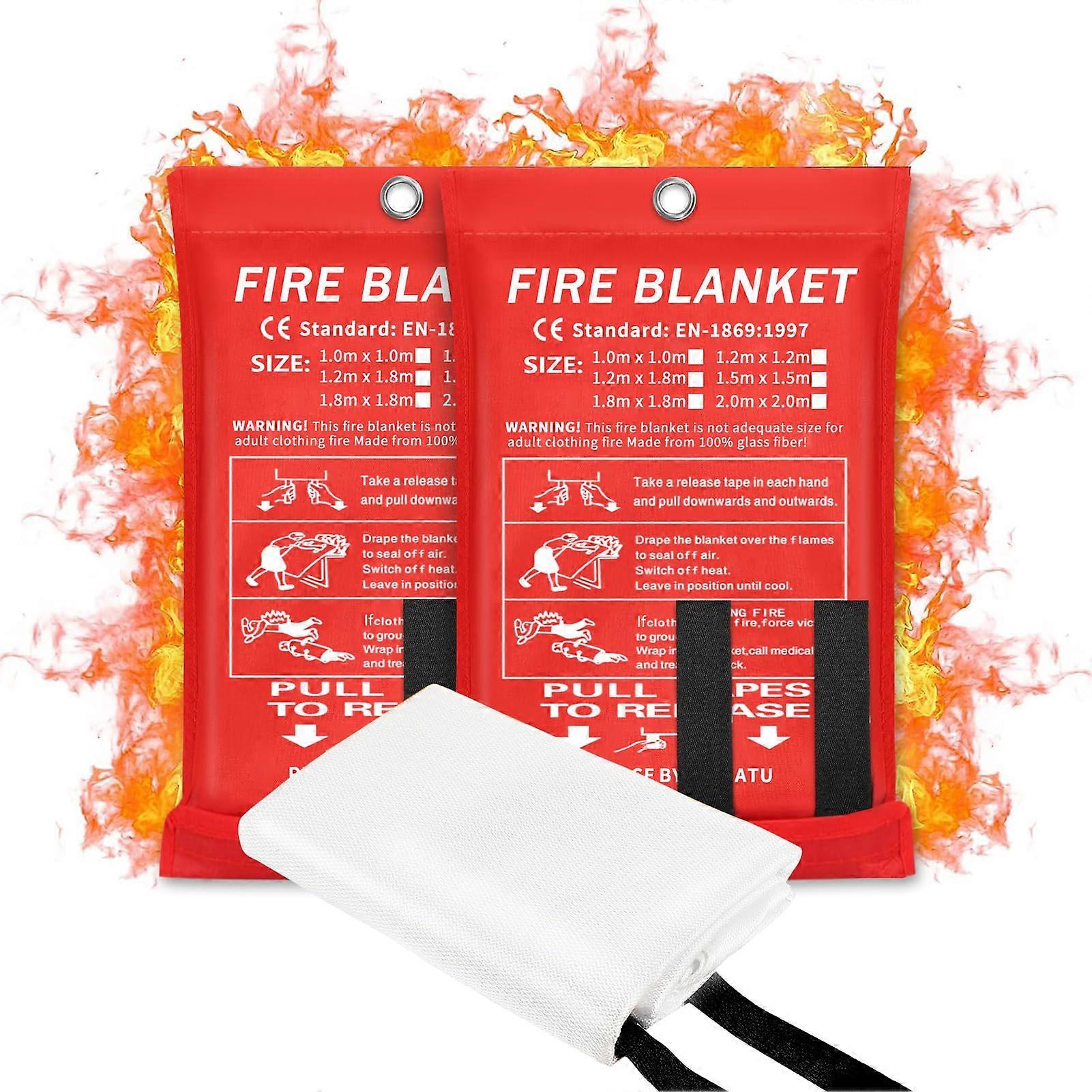 Emergency Fire Blanket 2 Pack  Temperature Resistant Flame Retardant for Kitchen Home Car Red