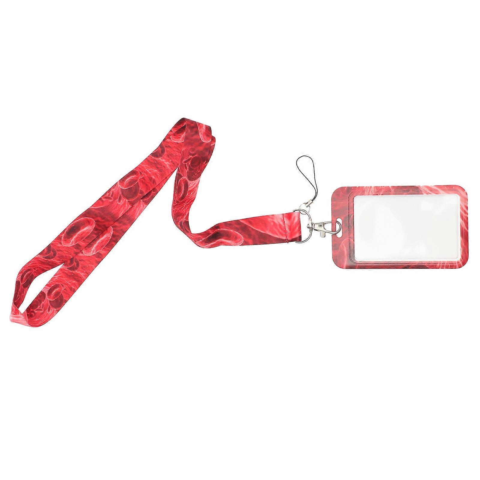 Card Badge Holder Lanyard Halloween Bloody Patterns Rectangular Plastic Anti-Loss Hanging Function 1Pack