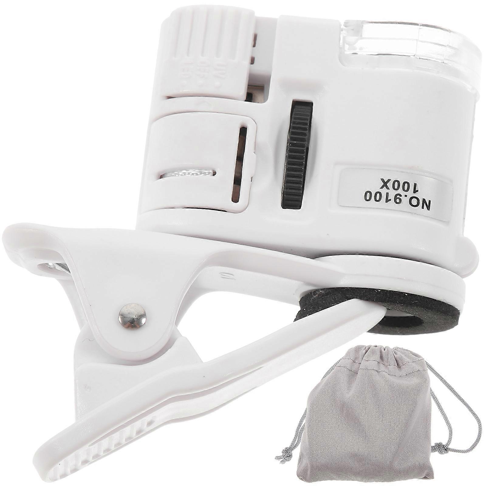 Phone Clip Mini Microscope with LED Light for 100X Magnification Portable Use