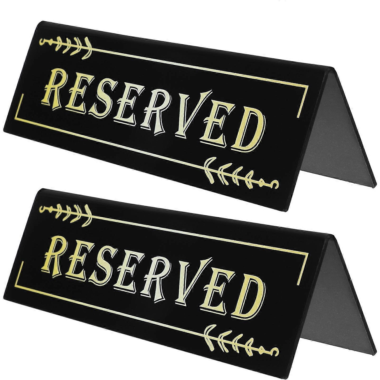 Reserved Table Card Wedding Decorations Acrylic Inverted V Triangle Black 2Pcs