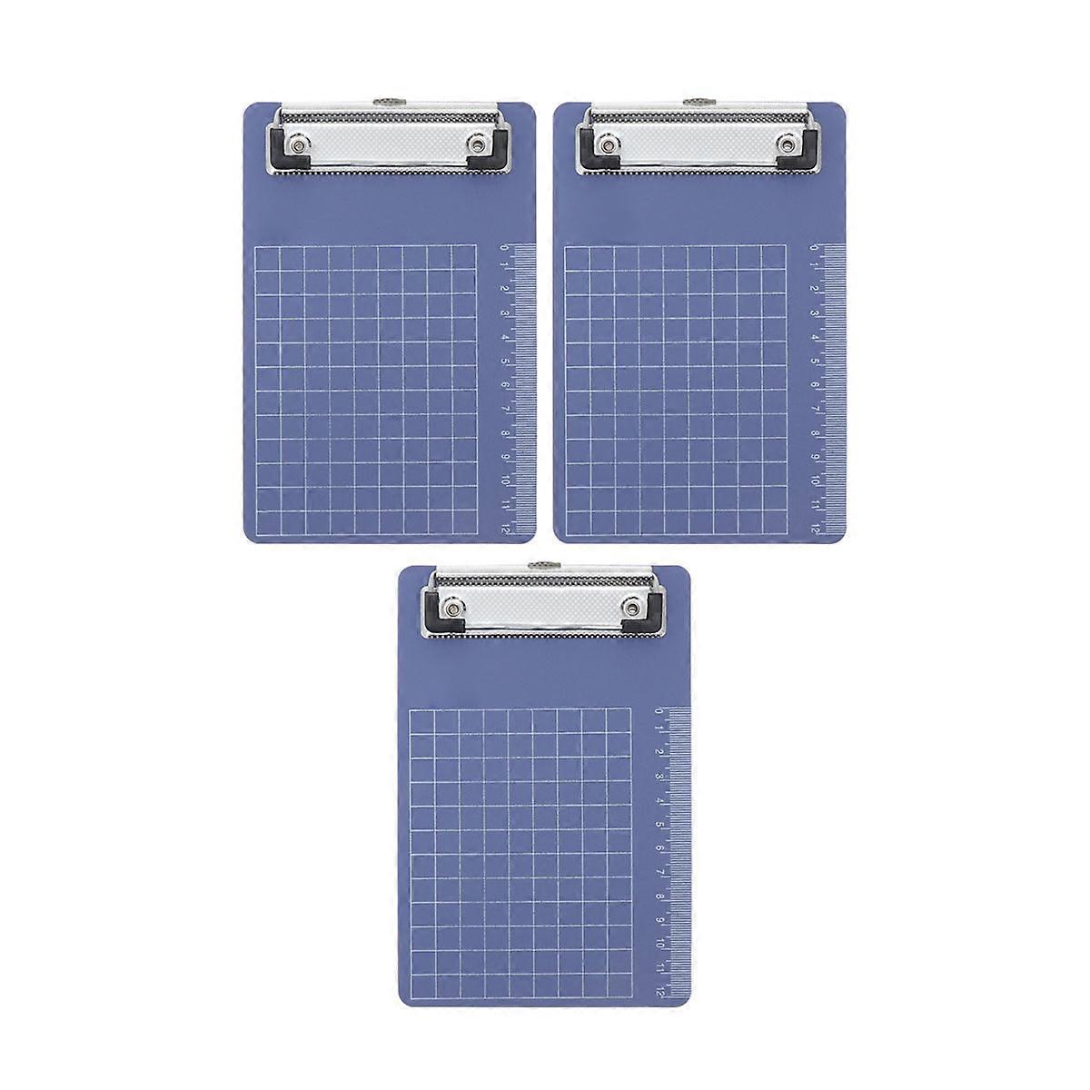 3Pcs Plastic Clip Board Blue for Office Writing Use