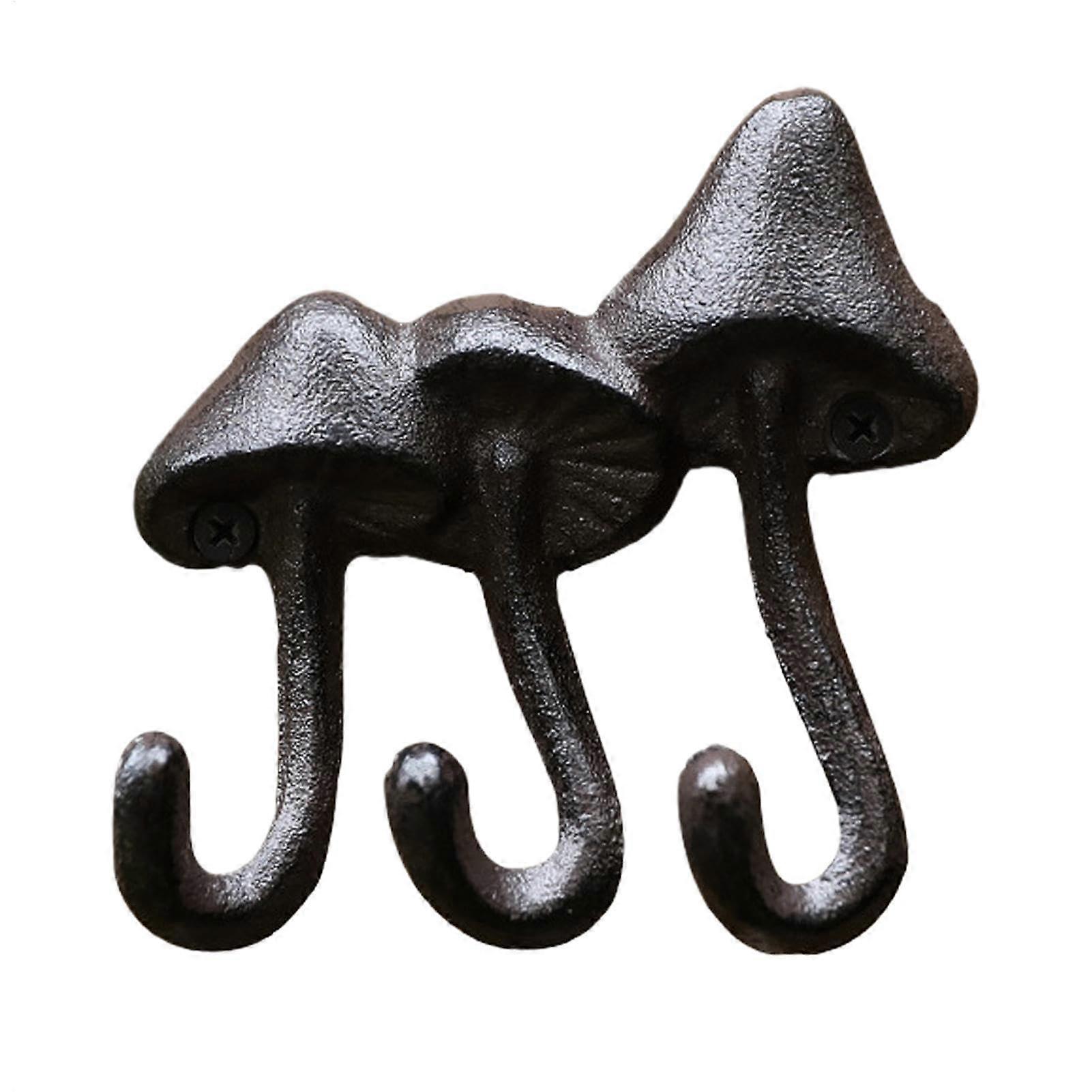 Rustic Mushroom Wall Hook with Decorative Cast Iron Coat Hanger for Entryway Kitchen Bathroom