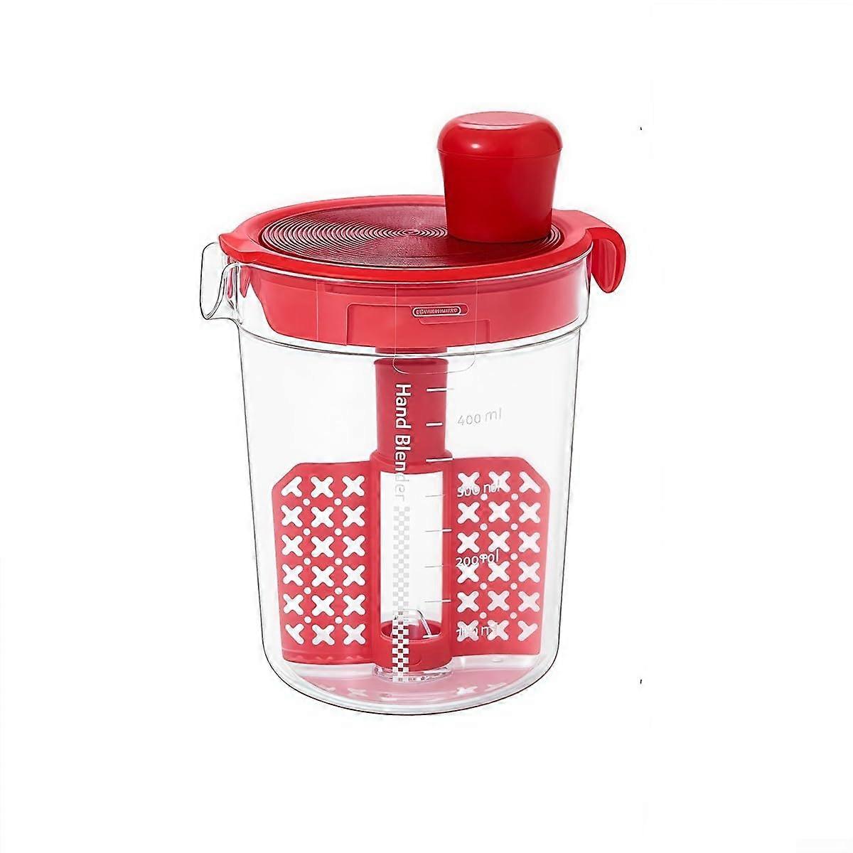 Hand Mixer Salad Dressing Mixer with Measuring Cup Adjustable Lid and Scale for Baking Red