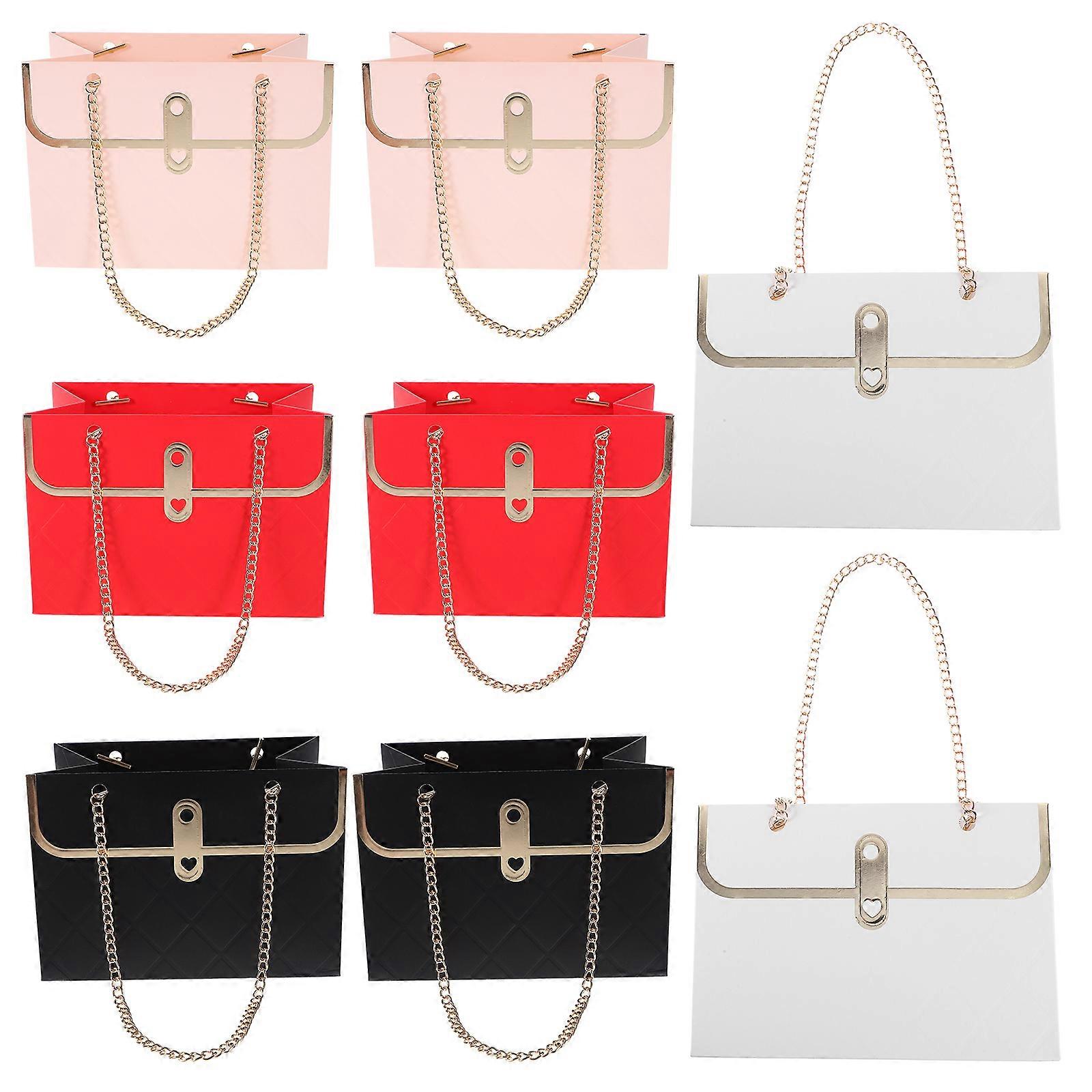 Paper Present Bags Rectangular Elegant Gift Bag for Wedding Birthday 8Pcs