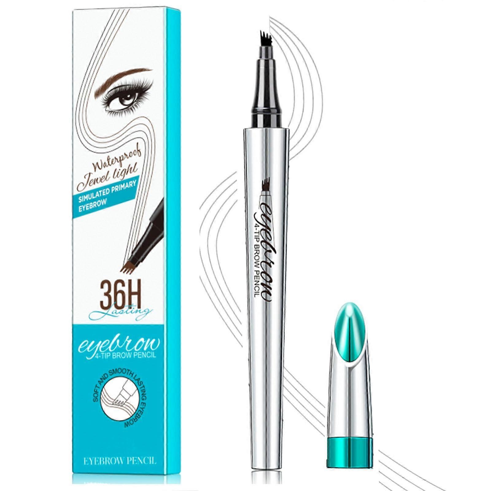 Microblading Eyebrow Pen Waterproof Smudge Proof 4 Fork Tip Pencil for Natural Long Lasting Light Gray Brows
