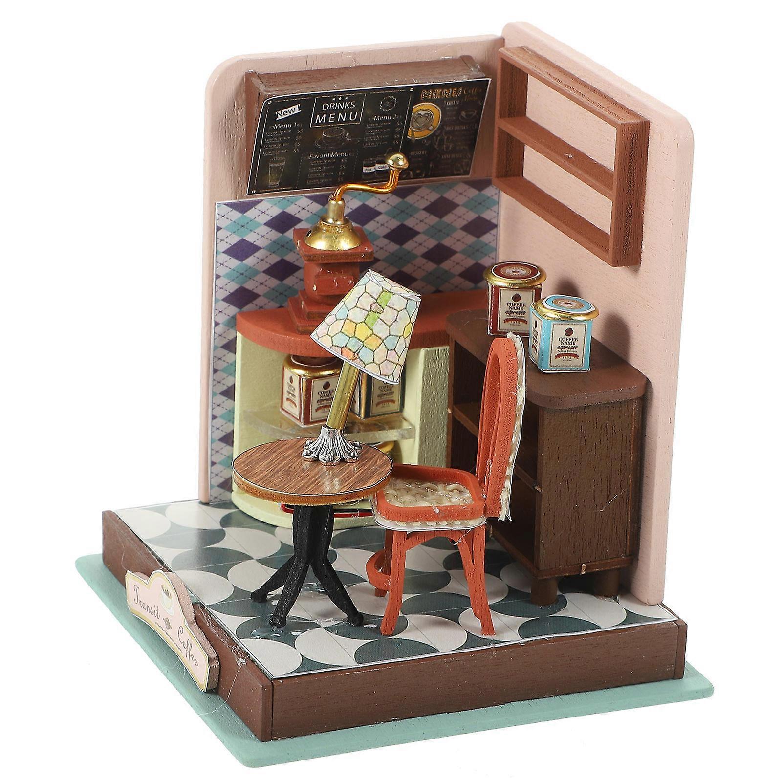 Wood Assembly Cabin DIY Small House Model for Crafting 4Sets