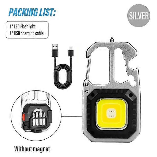 Rechargeable Mini COB Keychain Light, Multi-function Super Bright Flashlight, Outdoor Camping Light with Magnet, Screwdriver