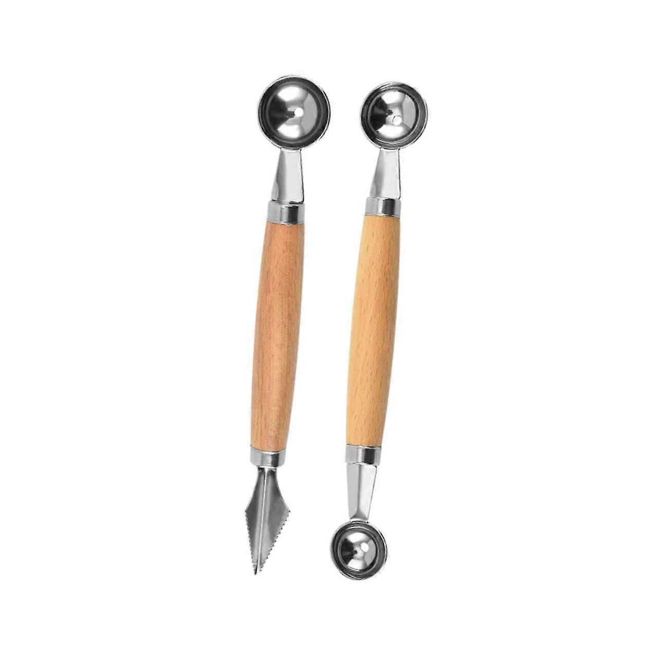 2pcs Stainless Steel Melon Baller Spoon Set, Double Ended Fruit Scooper for Easy Serving