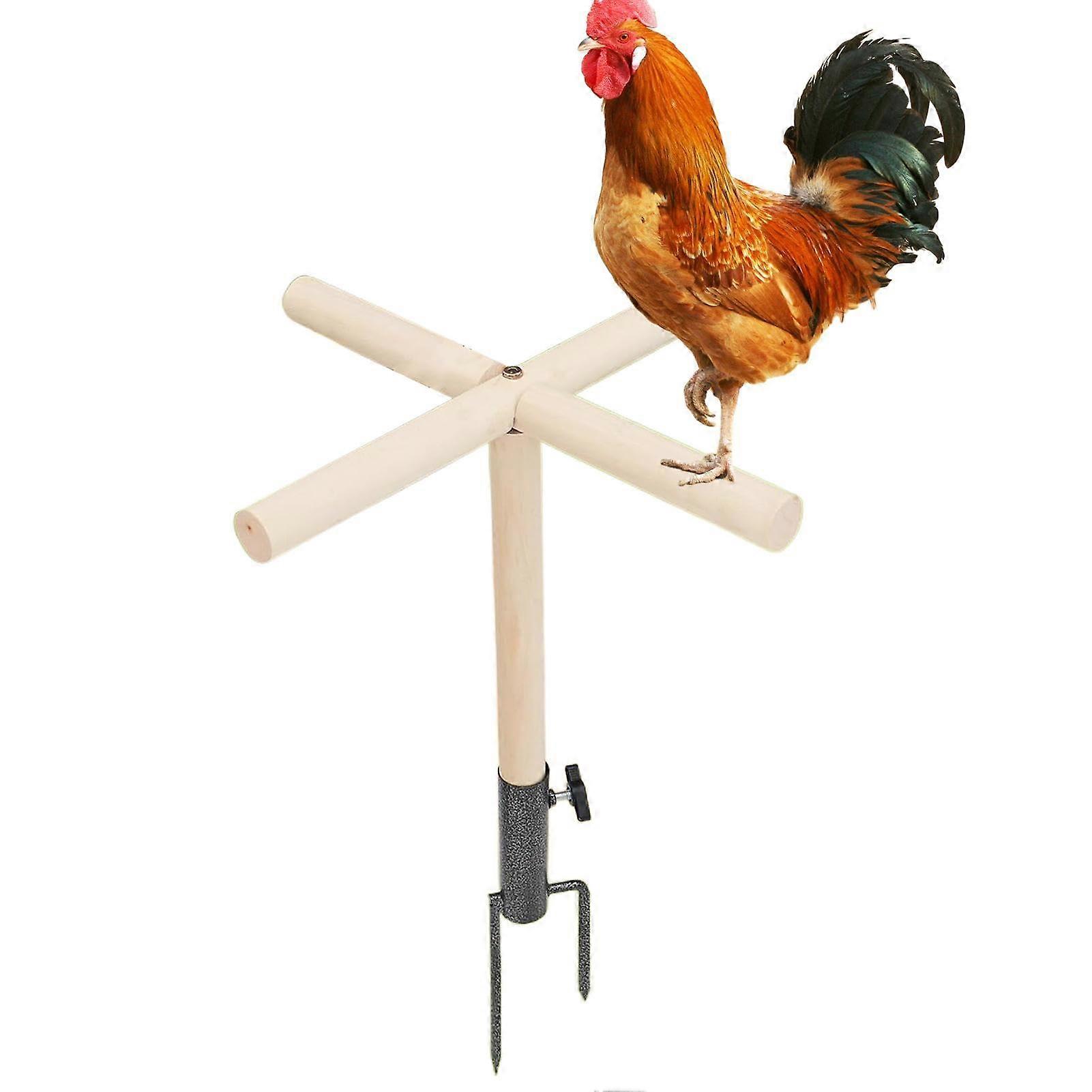 Wood and Metal Chicken Perch Roosting Bar for Coop Brooder, Stable Training Stand for Chicks