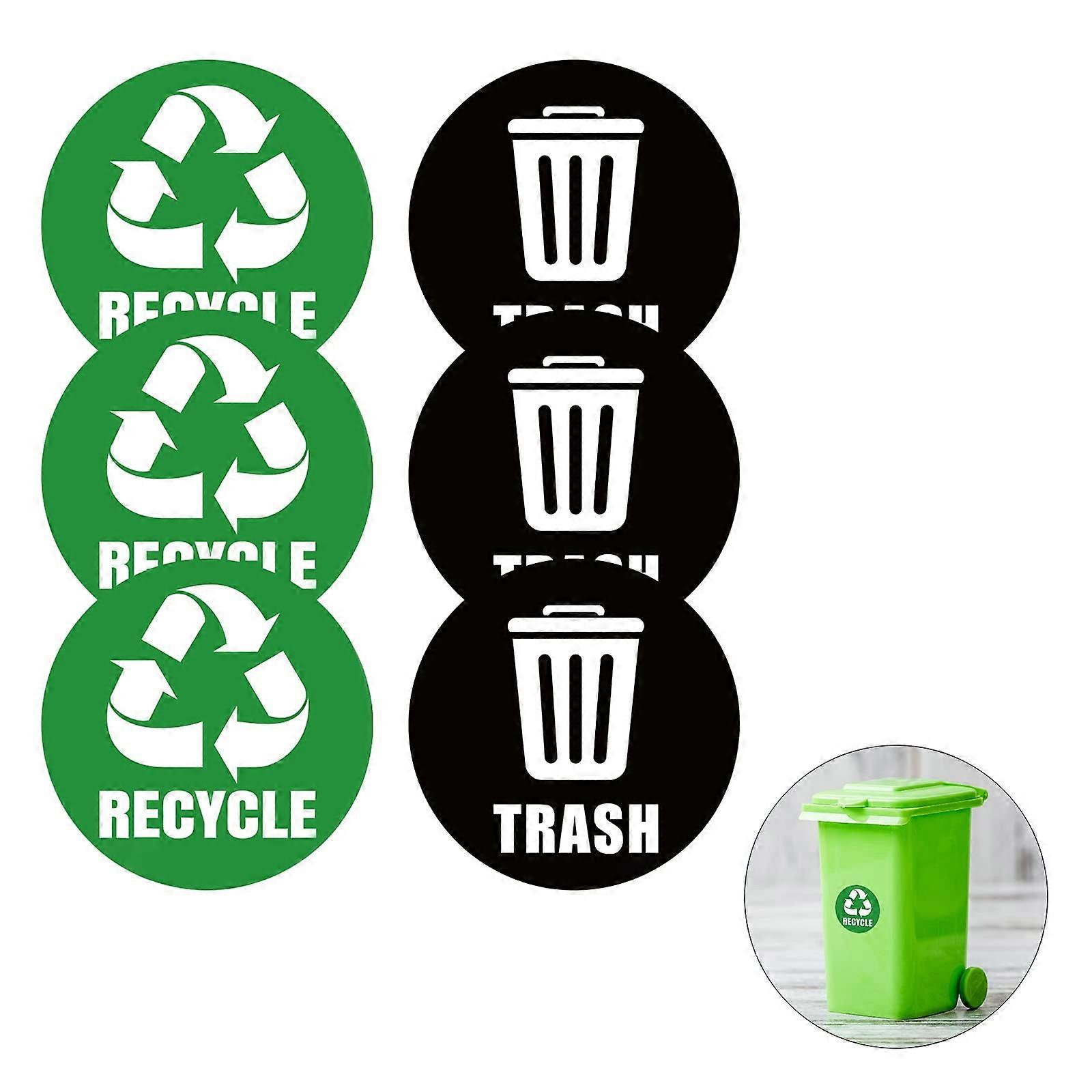 Trash and Recycle Bin Stickers Waterproof SelfAdhesive Labels for Garbage Cans 6PCS Durable