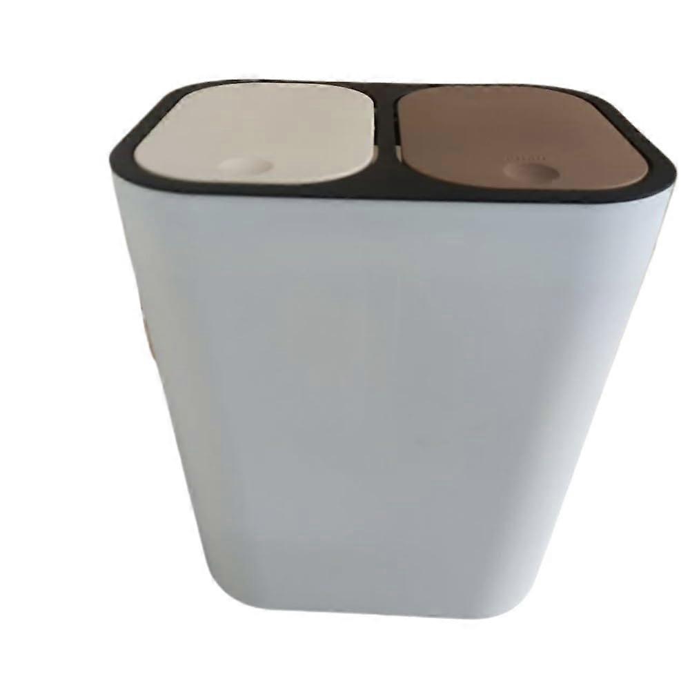 Garbage Sorting Trash Can with Dual Compartment Dry Wet Separation, Large Capacity White Bin