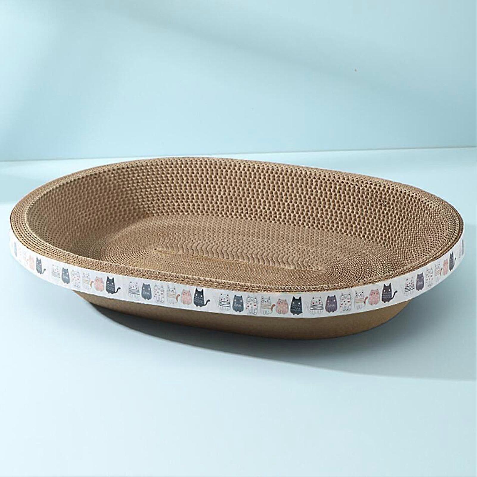 Oval Cat Scratching Board with Durable Cardboard Pad for Indoor Cats, Stable AntiSlip Base