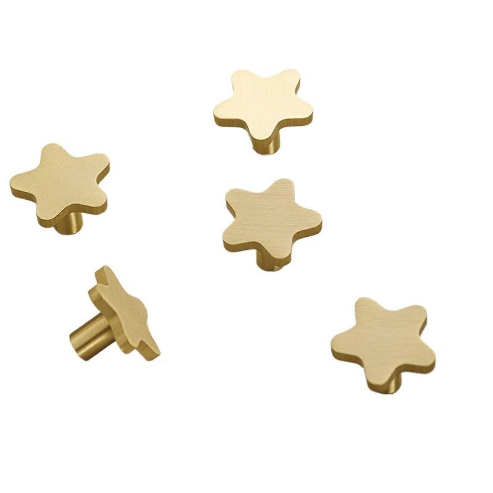 Solid Brass Star Shape Cabinet Knob for Kids Furniture Drawer Pull Small Handle 1Pcs