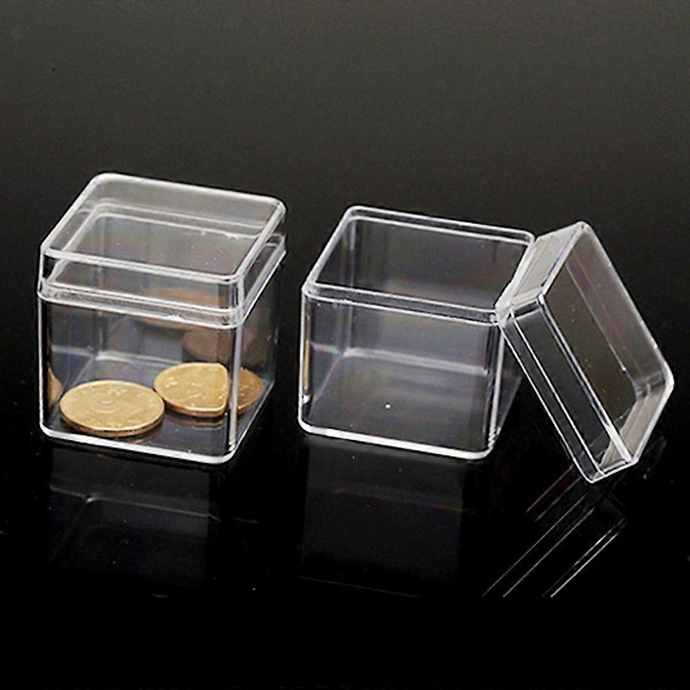 Polystyrene Plastic Bead Containers Cube Clear 4x4x4cm