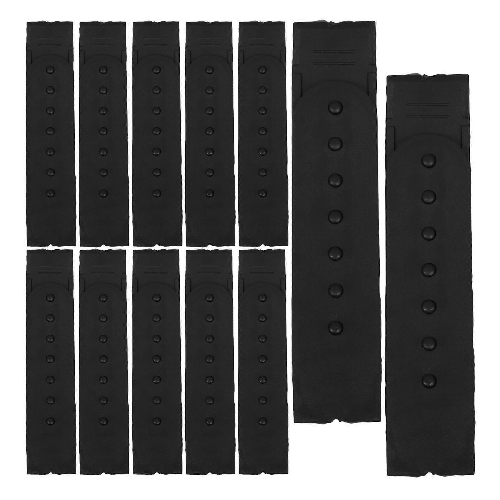 12pcs Black Plastic Snapback Buckle Strap Adjustable Hat Strap with 7 Holes Baseball Cap Replacement Strap for DIY Hat Repairs