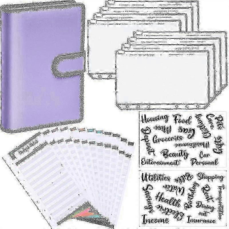 A6 Binder Budget Planner Notebook Covers Folder Size 6 Hole Pockets Plastic Zipper Money Saving