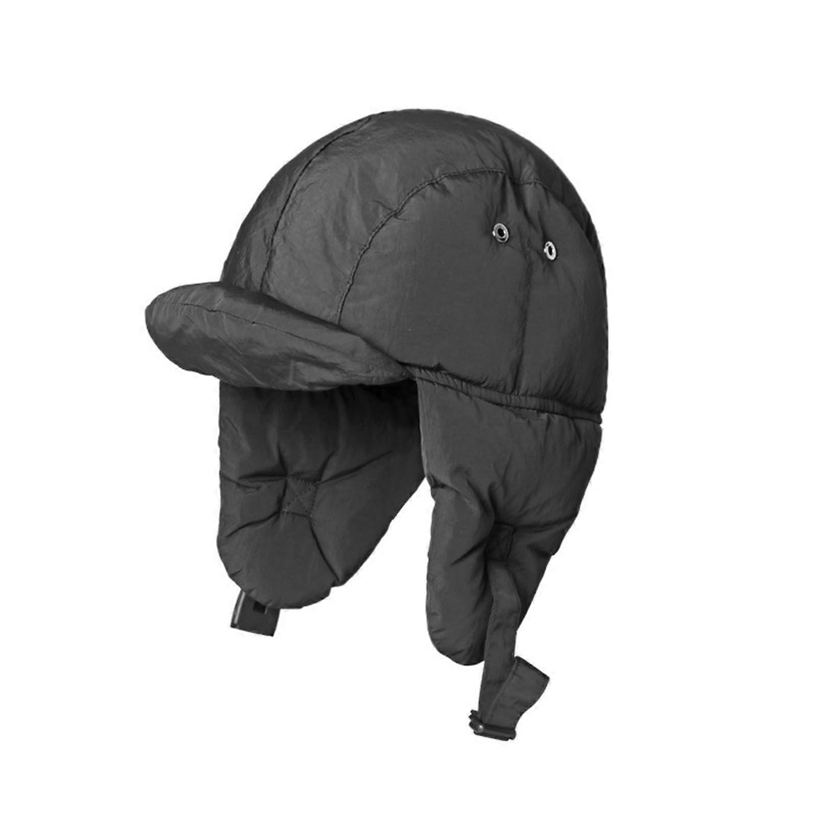 Winter Down Hat with Windproof Thermal Protection and Fleece Lining for Outdoor Ski Camping