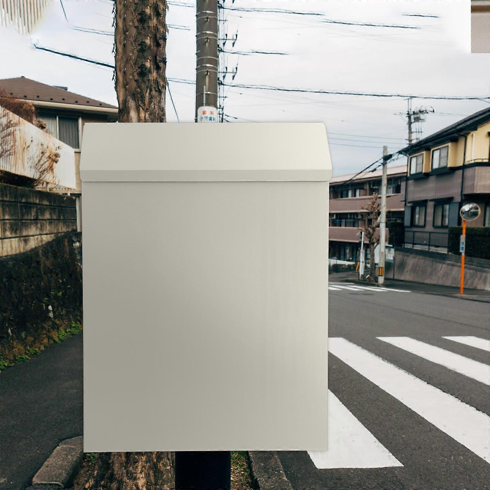 Wall-Mounted Mailbox Beige Iron Letter Post Container for Home Use