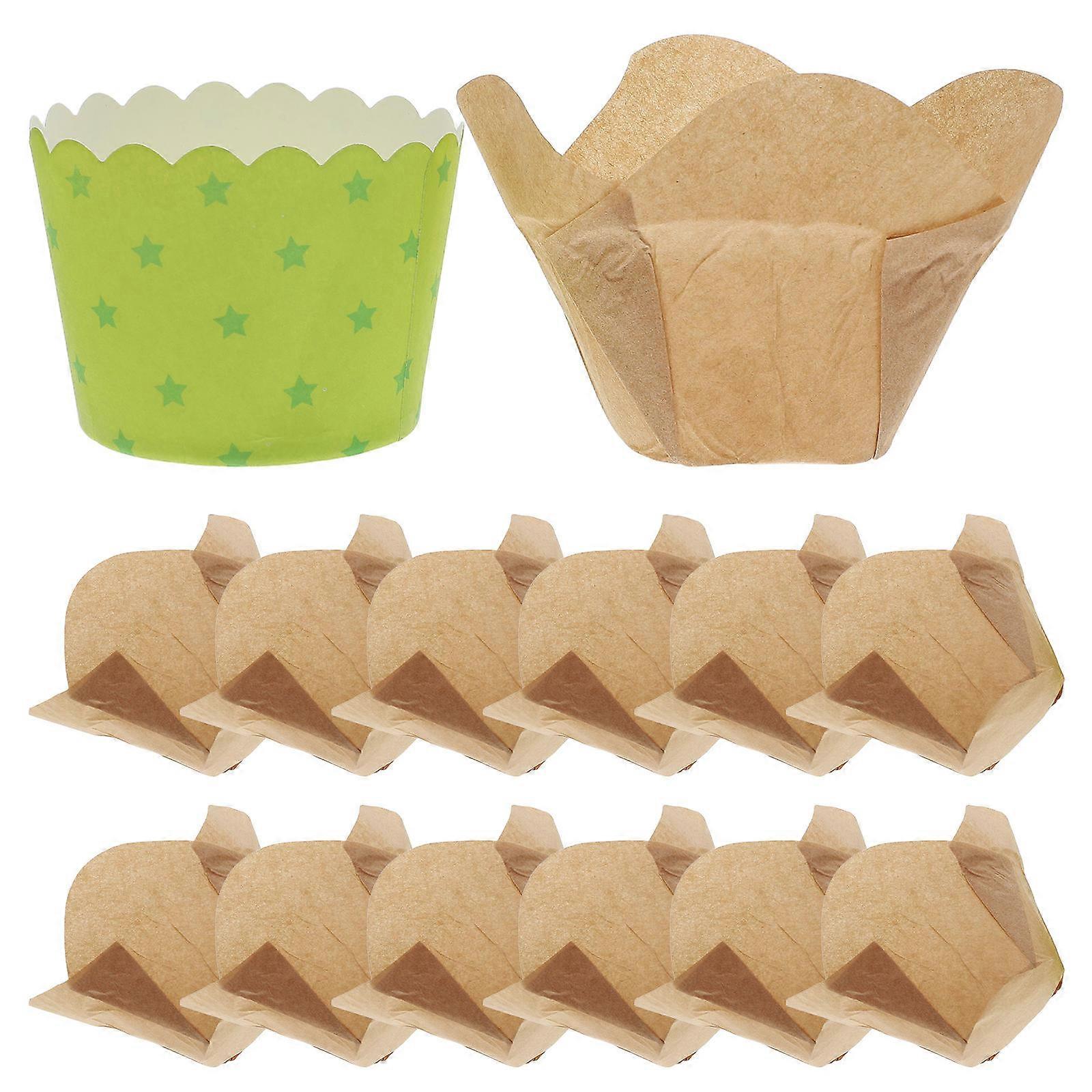 Light Brown Baking Cups Paper Lotus Cupcake Liners for Storage 100Pcs